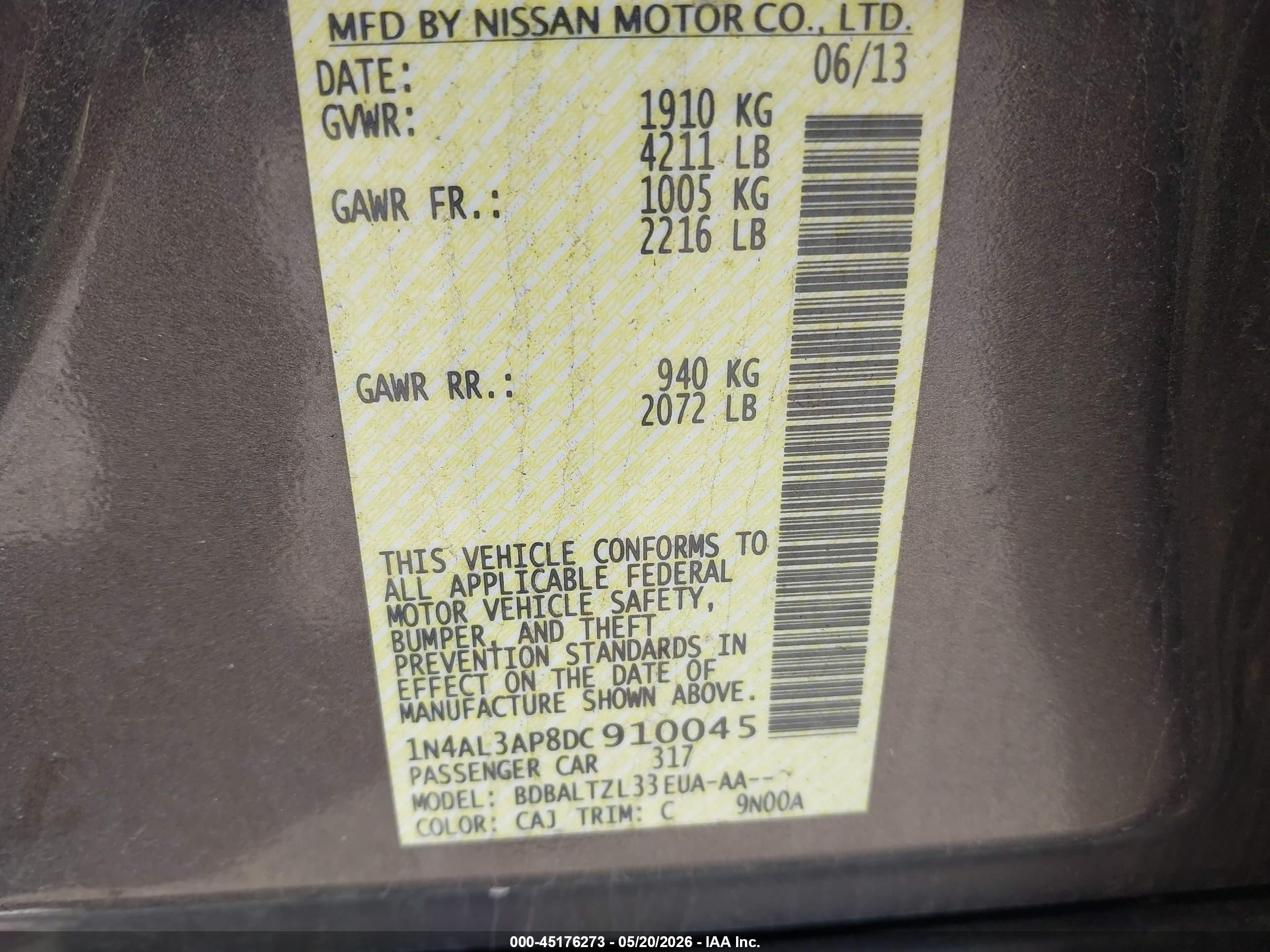 2013 Nissan Altima 2.5 Sv Brown vin: 1N4AL3AP8DC910045