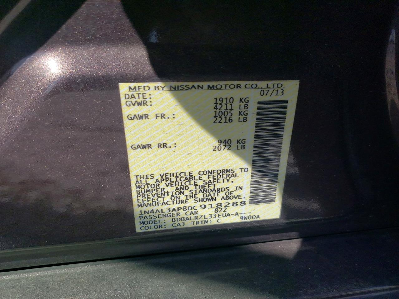 2013 Nissan Altima 2.5 Brown vin: 1N4AL3AP8DC918288