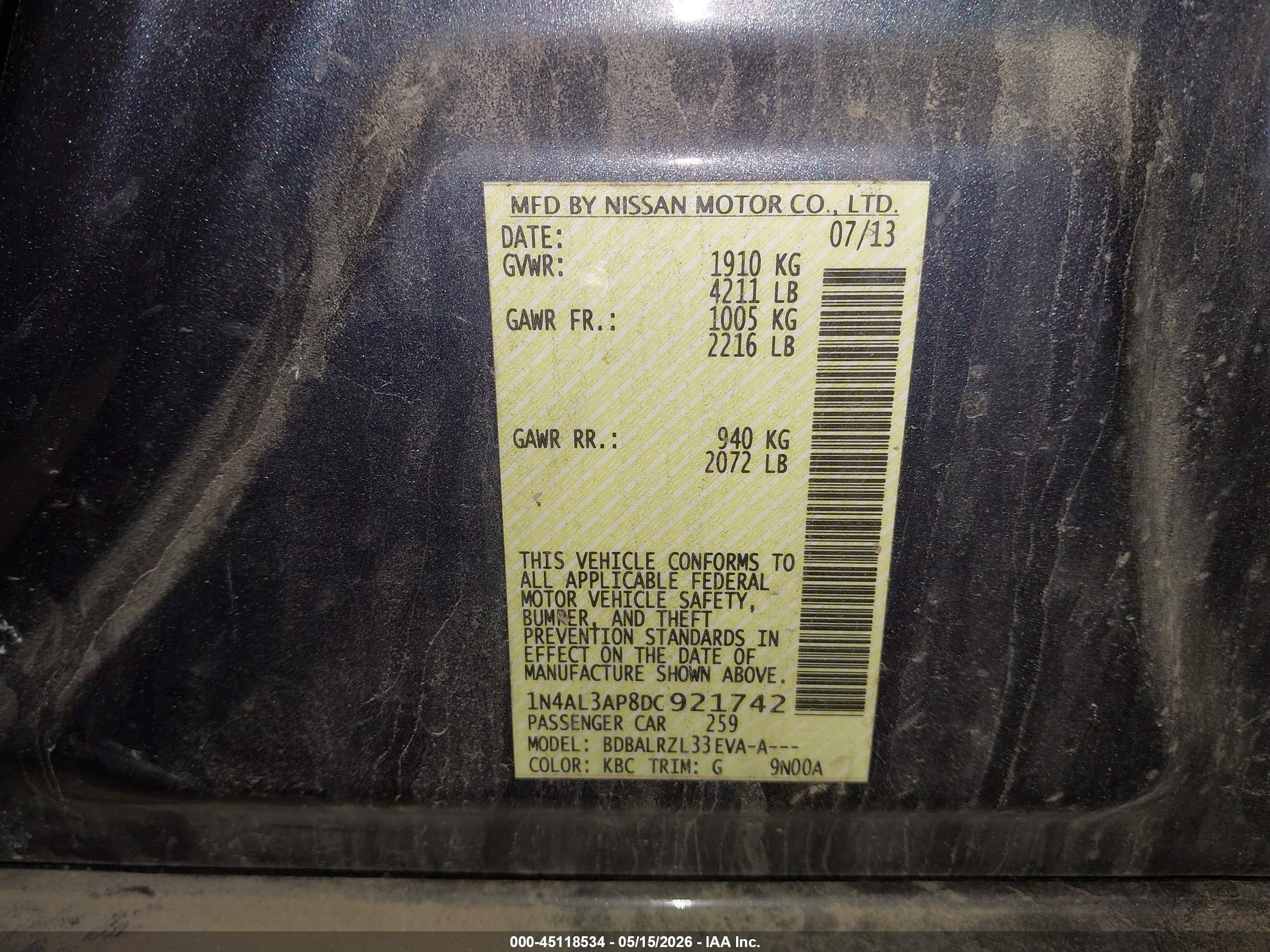 2013 Nissan Altima 2.5 S Gray vin: 1N4AL3AP8DC921742
