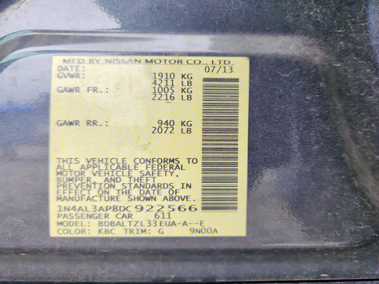 2013 Nissan Altima 2.5 Gray vin: 1N4AL3AP8DC922566