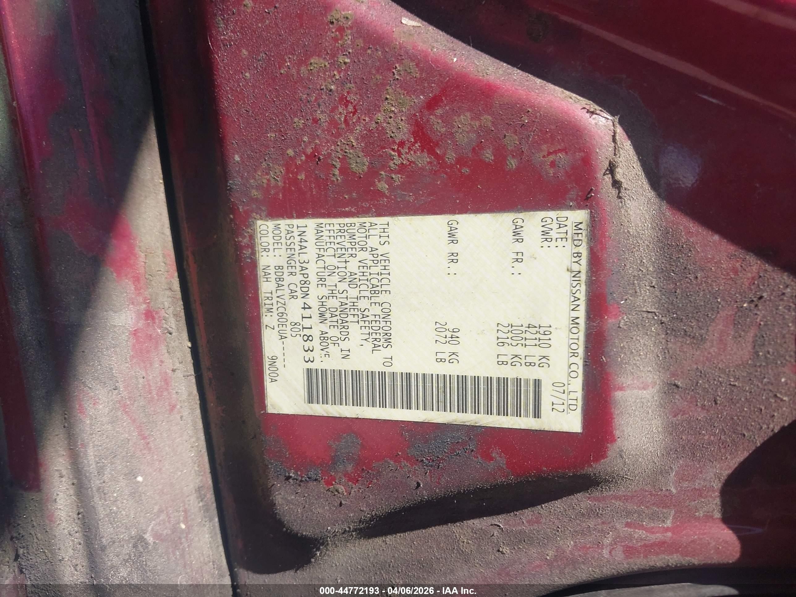2013 Nissan Altima 2.5 Sl Red vin: 1N4AL3AP8DN411833