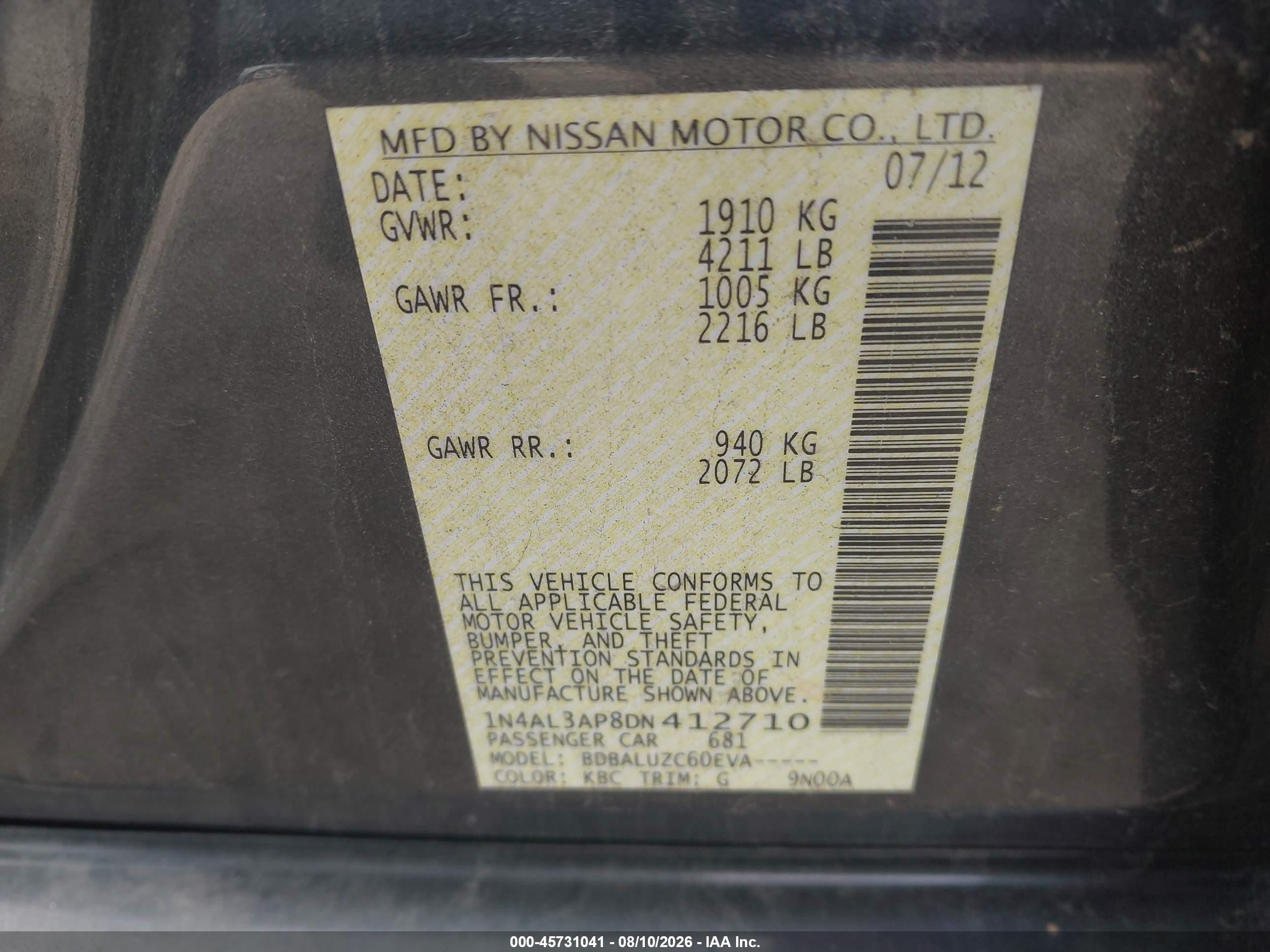2013 Nissan Altima 2.5 Sv Gray vin: 1N4AL3AP8DN412710