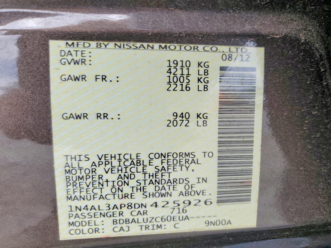 2013 Nissan Altima 2.5 Brown vin: 1N4AL3AP8DN425926