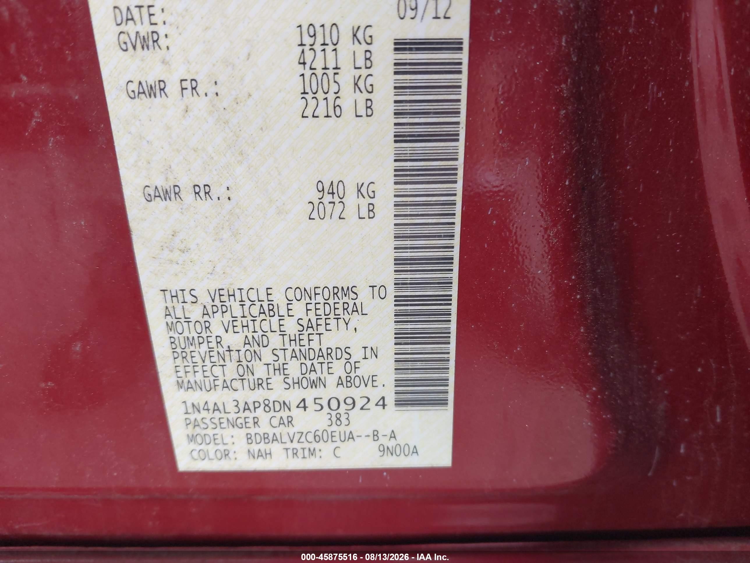 2013 Nissan Altima 2.5 Sl Red vin: 1N4AL3AP8DN450924