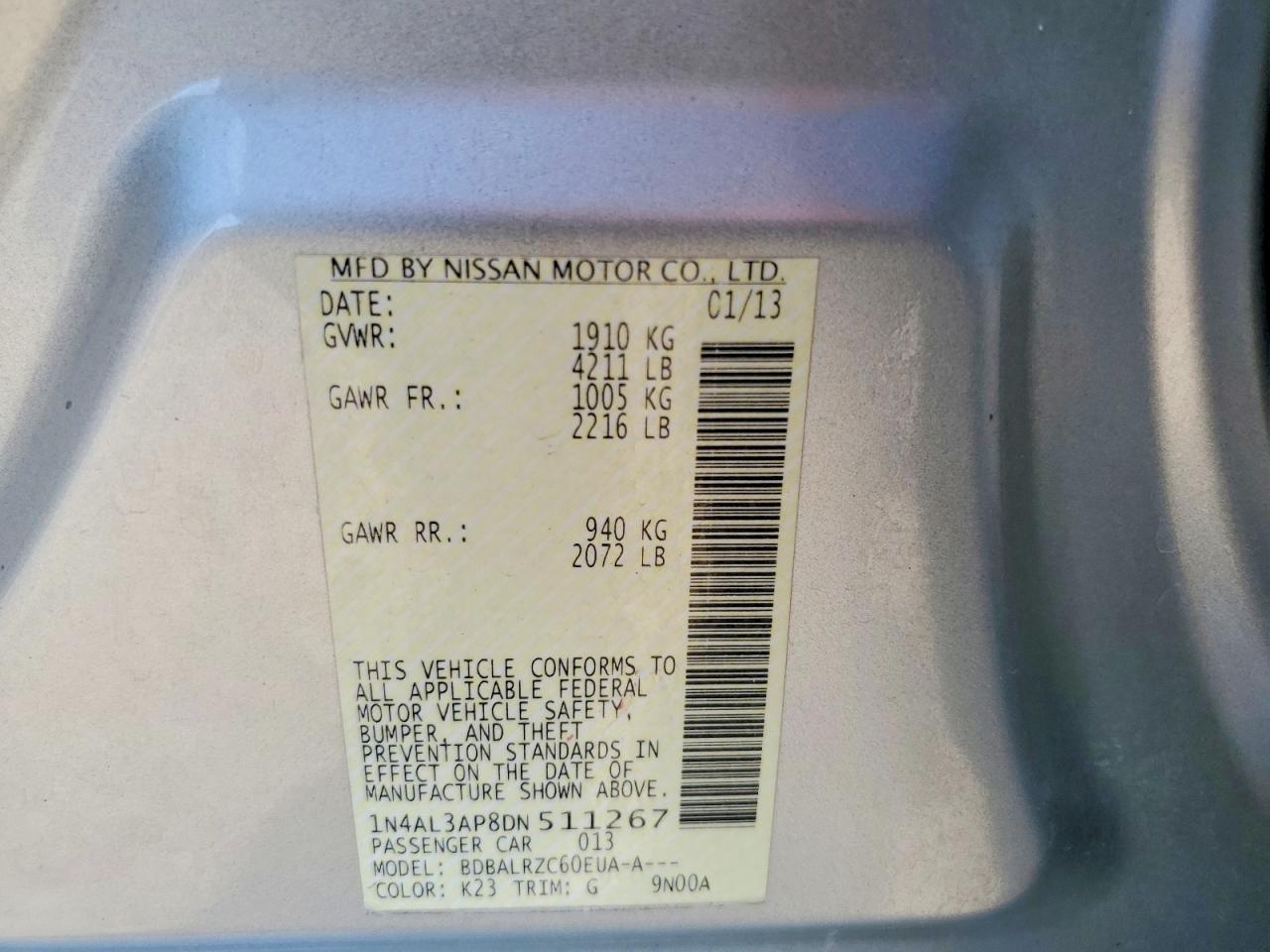 2013 Nissan Altima 2.5 Silver vin: 1N4AL3AP8DN511267