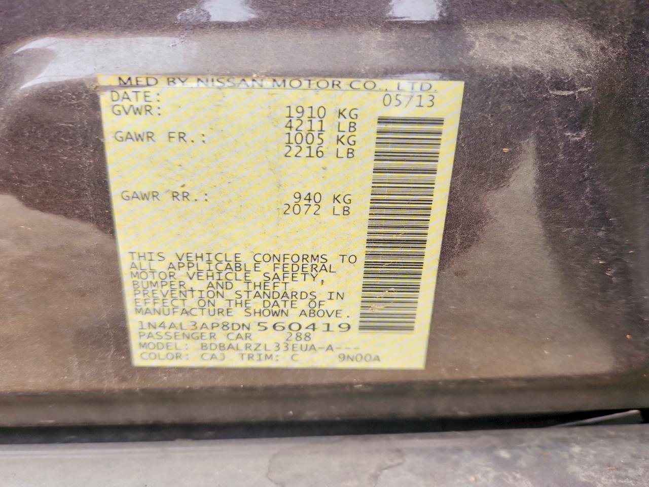 2013 Nissan Altima 2.5 Brown vin: 1N4AL3AP8DN560419