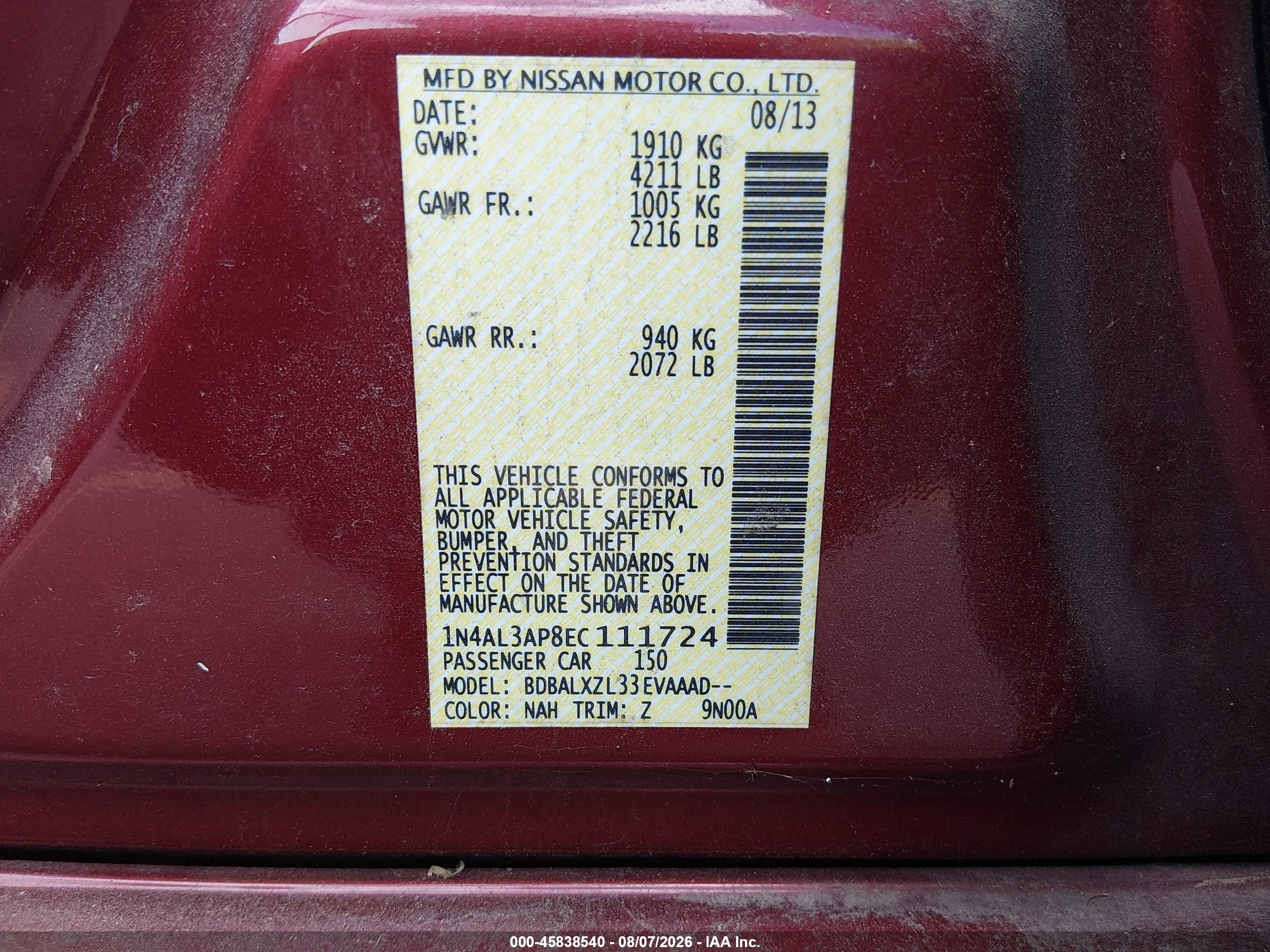 2014 Nissan Altima 2.5 Sl Red vin: 1N4AL3AP8EC111724