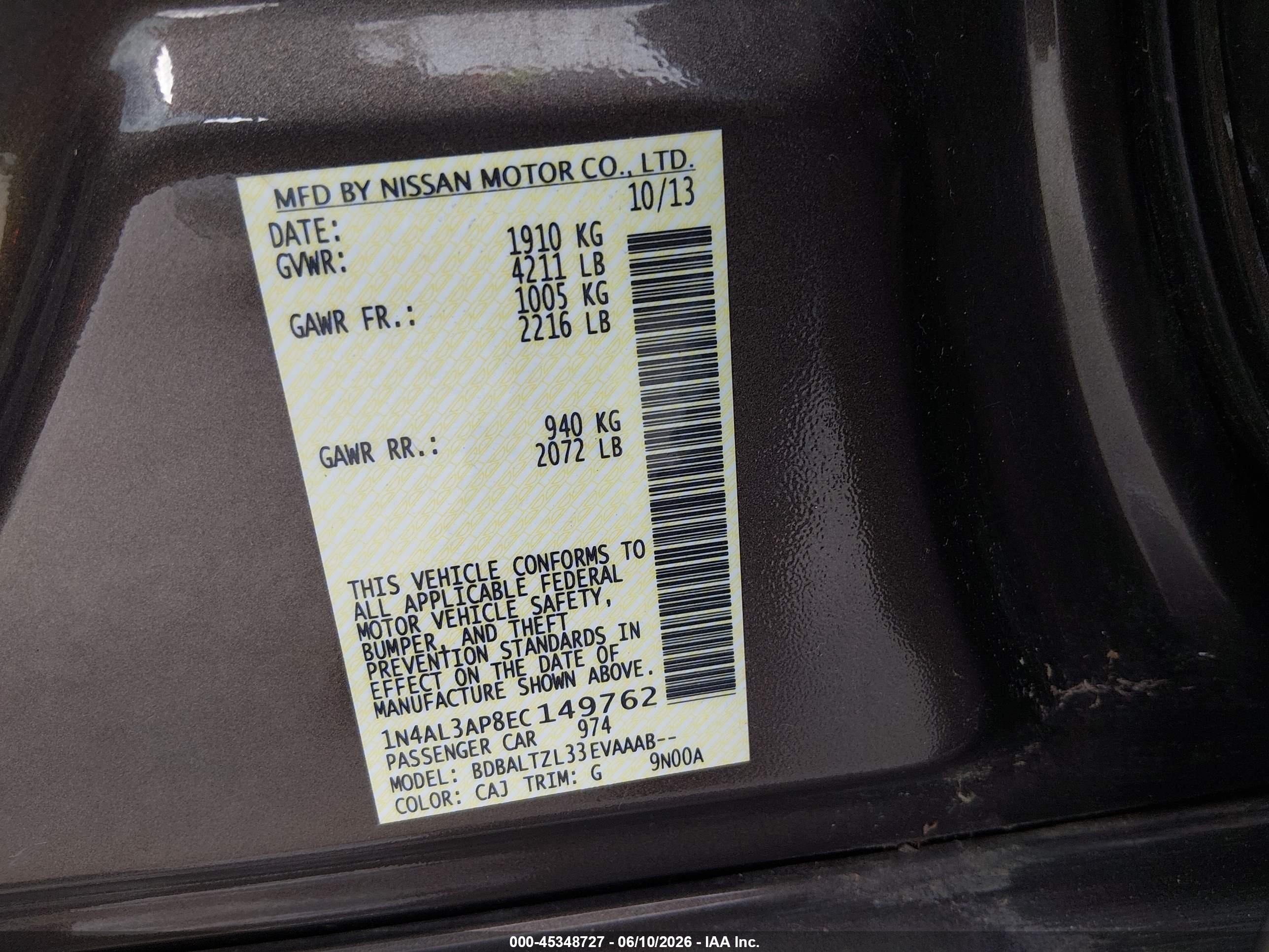 2014 Nissan Altima 2.5 Sv Коричневый vin: 1N4AL3AP8EC149762