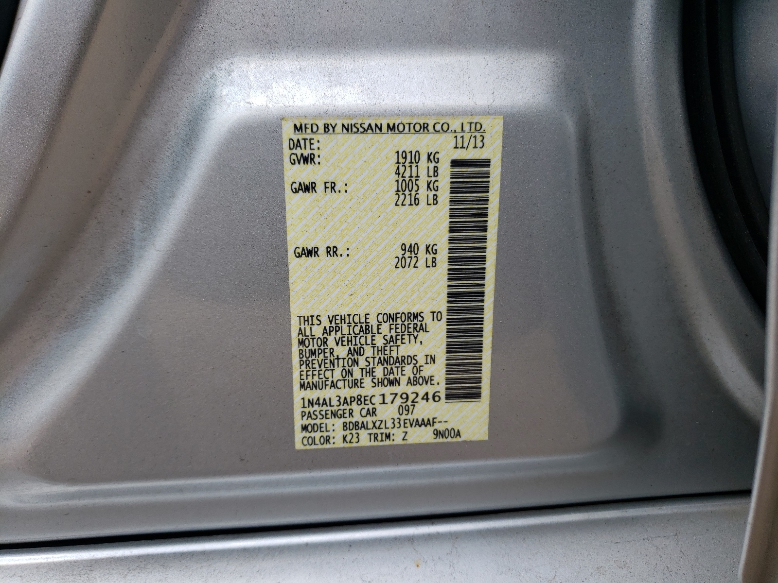 2014 Nissan Altima 2.5 Серебряный vin: 1N4AL3AP8EC179246