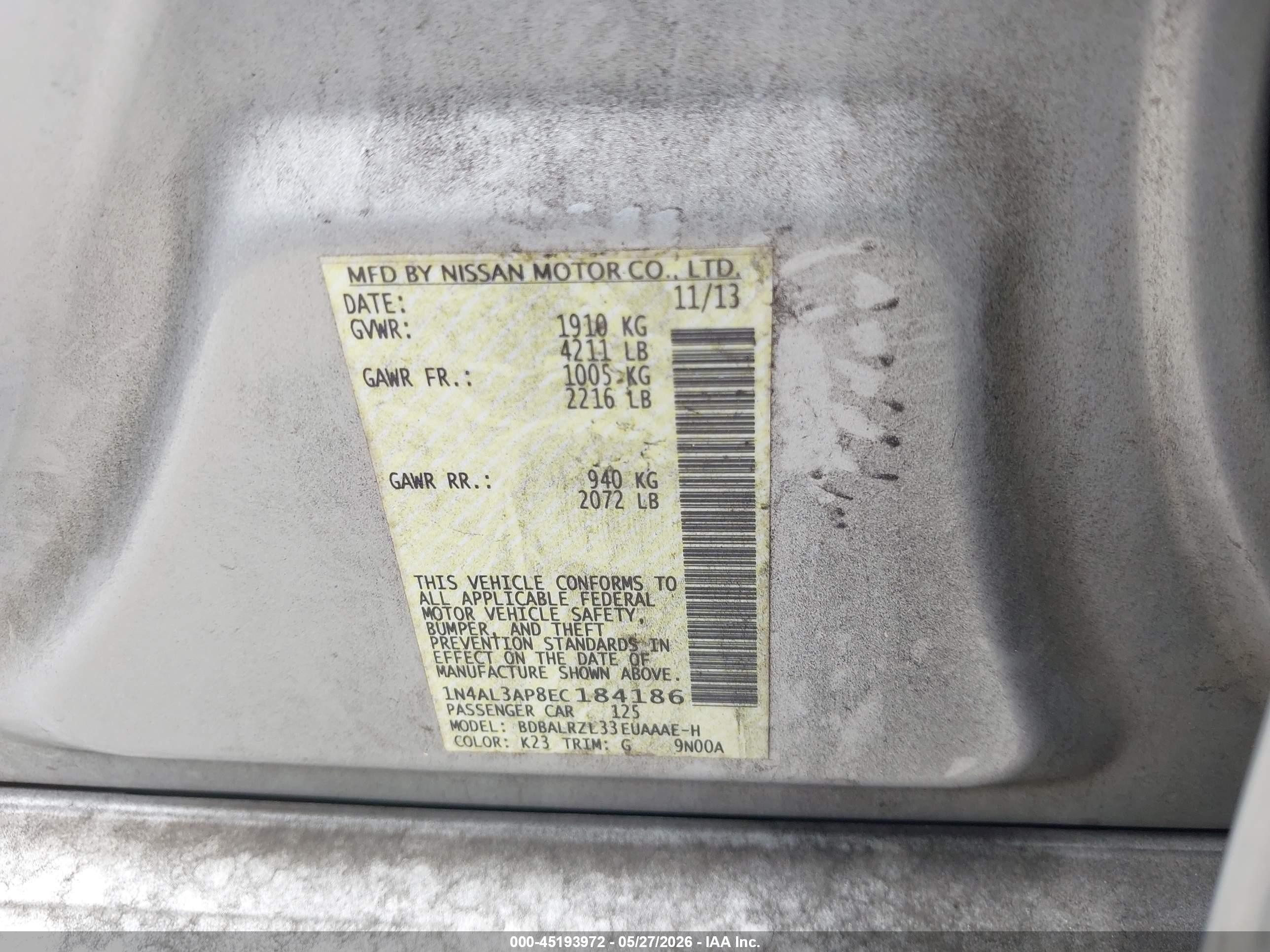 2014 Nissan Altima 2.5 S Silver vin: 1N4AL3AP8EC184186