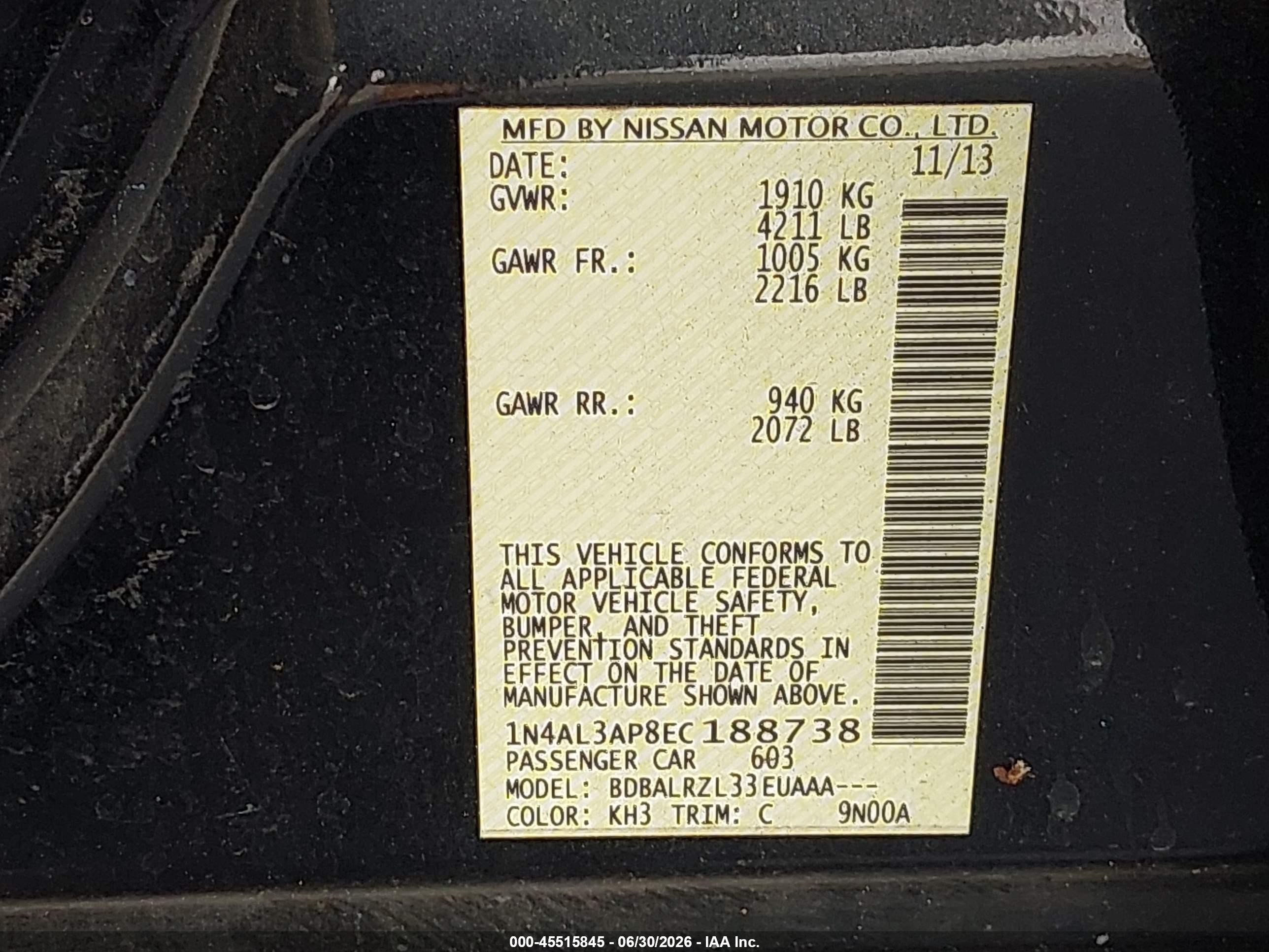 2014 Nissan Altima 2.5 S Black vin: 1N4AL3AP8EC188738