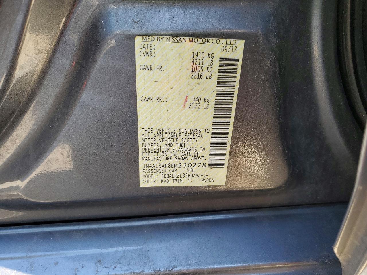 2014 Nissan Altima 2.5 S Gray vin: 1N4AL3AP8EN230278