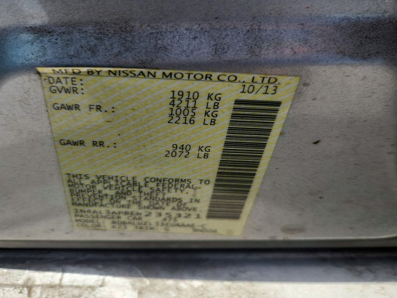 2014 Nissan Altima 2.5 Sv Silver vin: 1N4AL3AP8EN235321