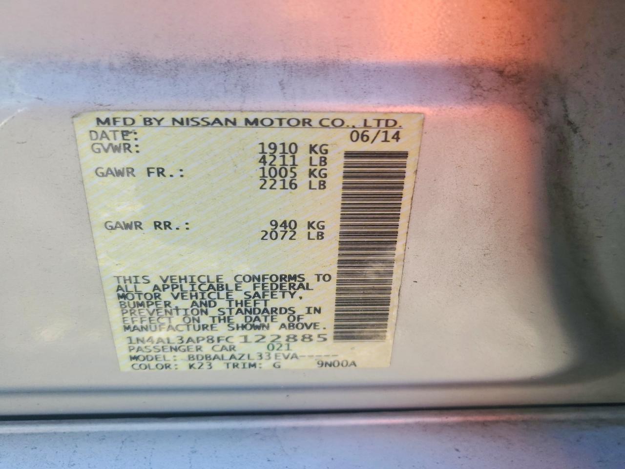 2015 Nissan Altima 2.5 Silver vin: 1N4AL3AP8FC122885