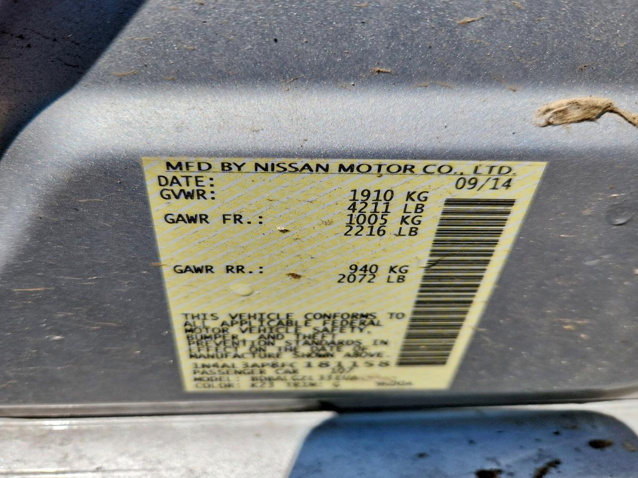 2015 Nissan Altima 2.5 S Silver vin: 1N4AL3AP8FC181158