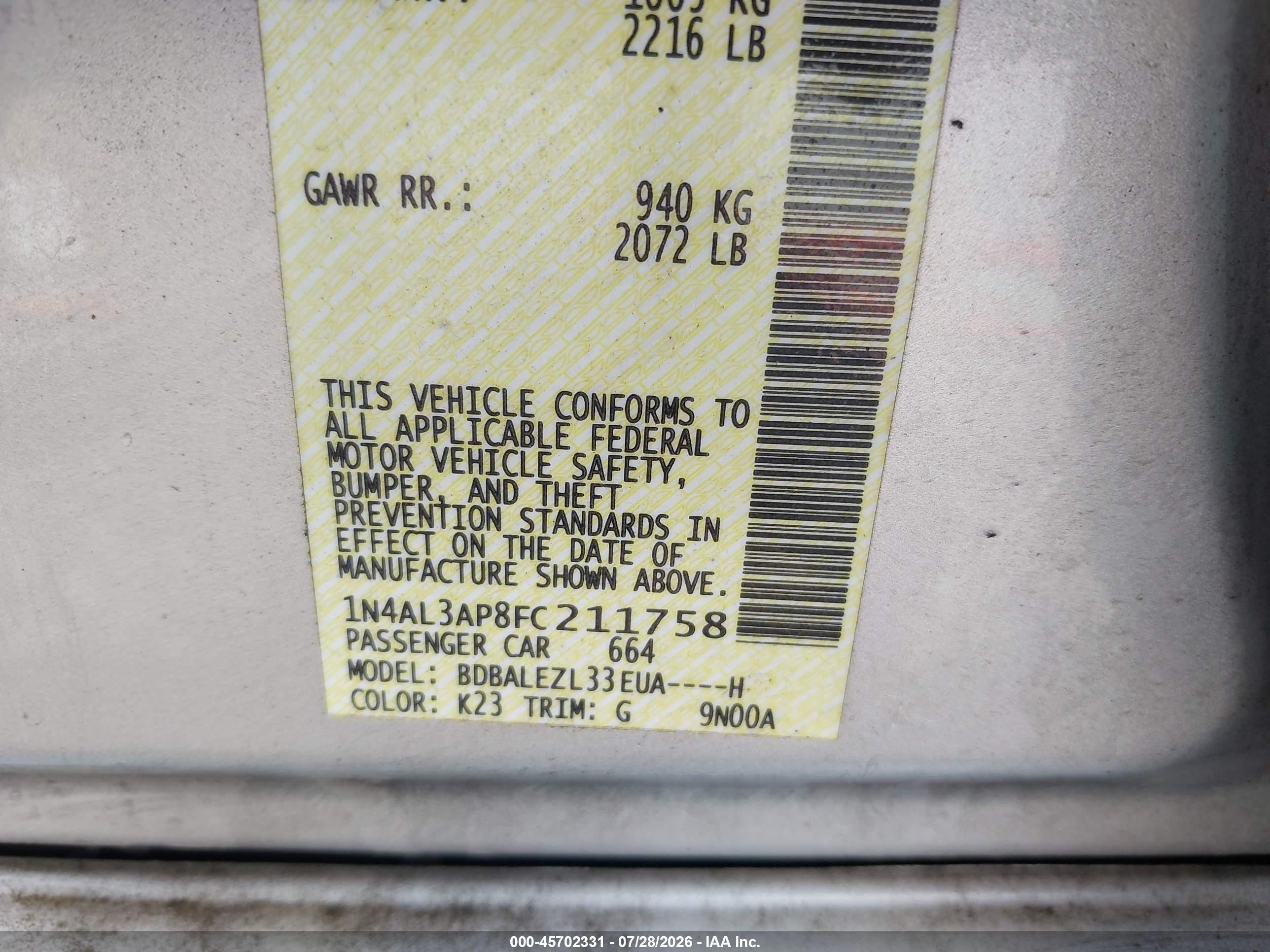 2015 Nissan Altima 2.5 S Silver vin: 1N4AL3AP8FC211758