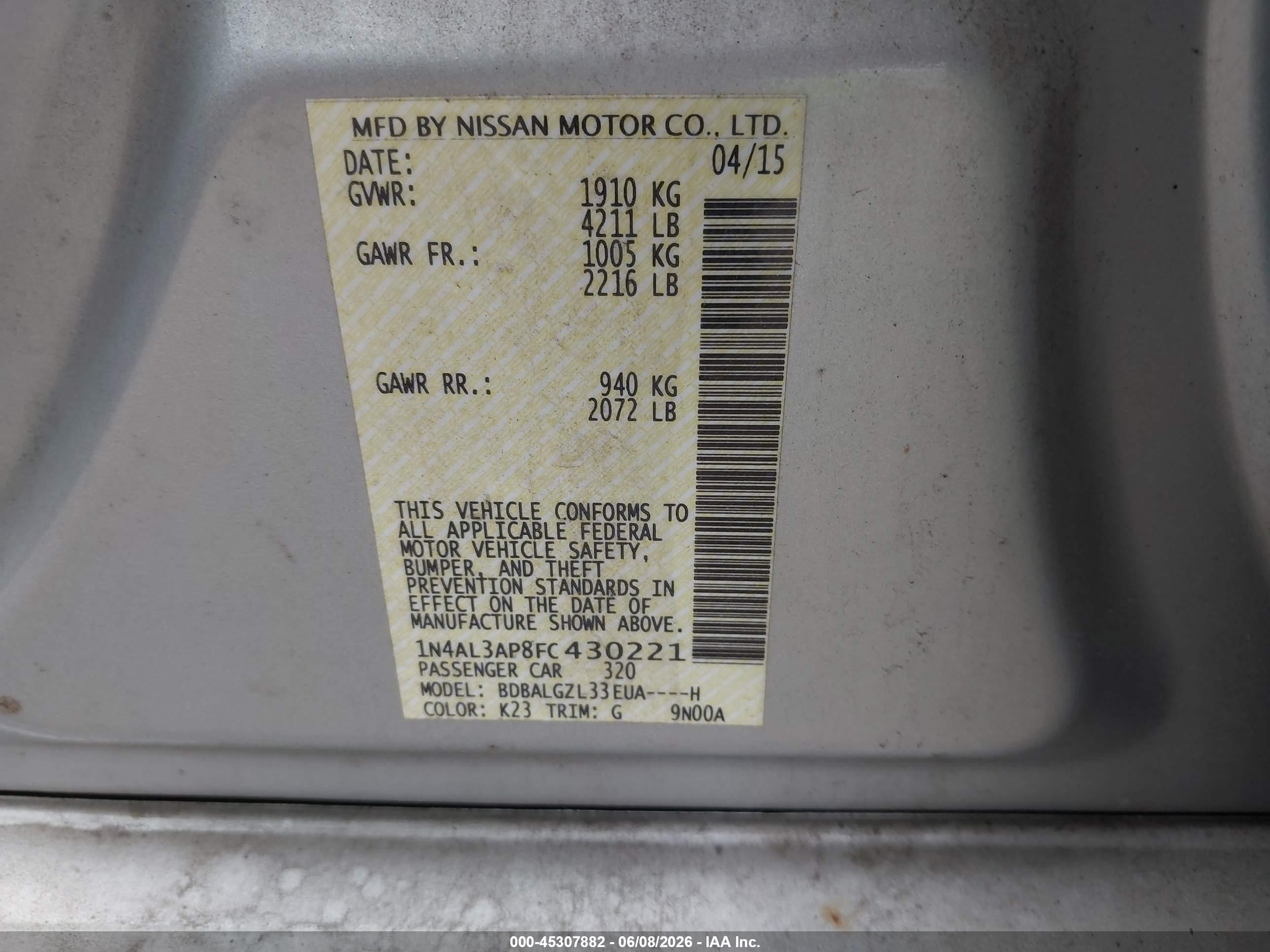 2015 Nissan Altima 2.5 S Silver vin: 1N4AL3AP8FC430221