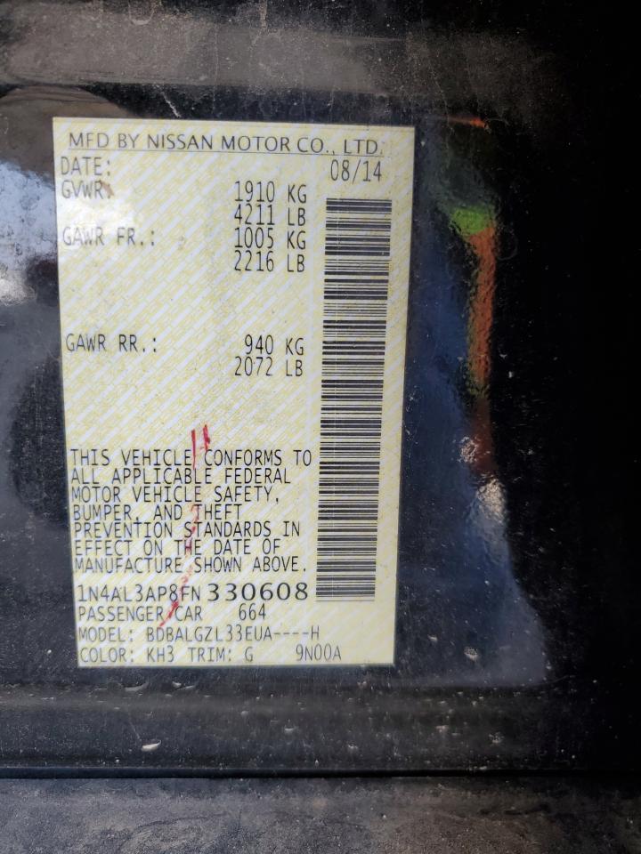 2015 Nissan Altima 2.5 Black vin: 1N4AL3AP8FN330608