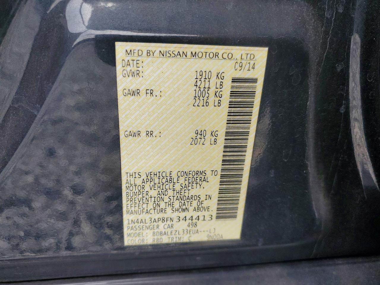 2015 Nissan Altima 2.5 S Blue vin: 1N4AL3AP8FN344413