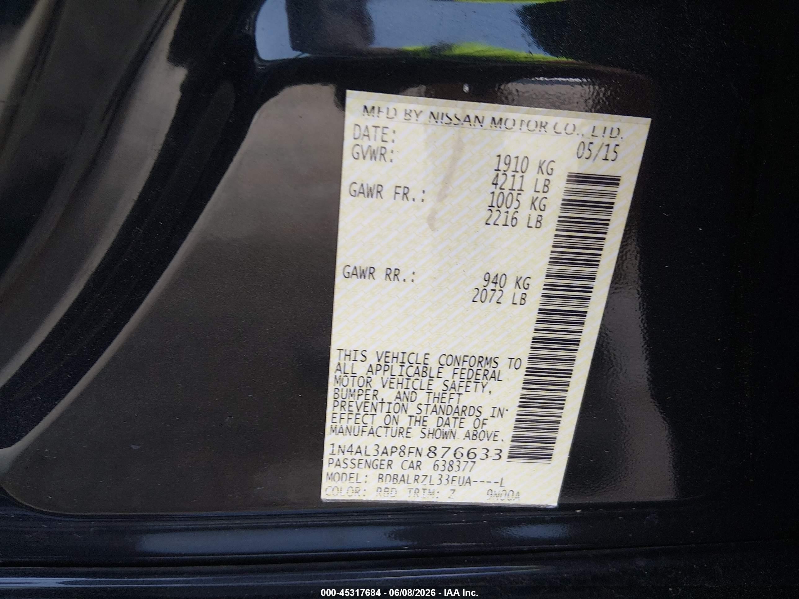 2015 Nissan Altima 2.5 Sl Серый vin: 1N4AL3AP8FN876633
