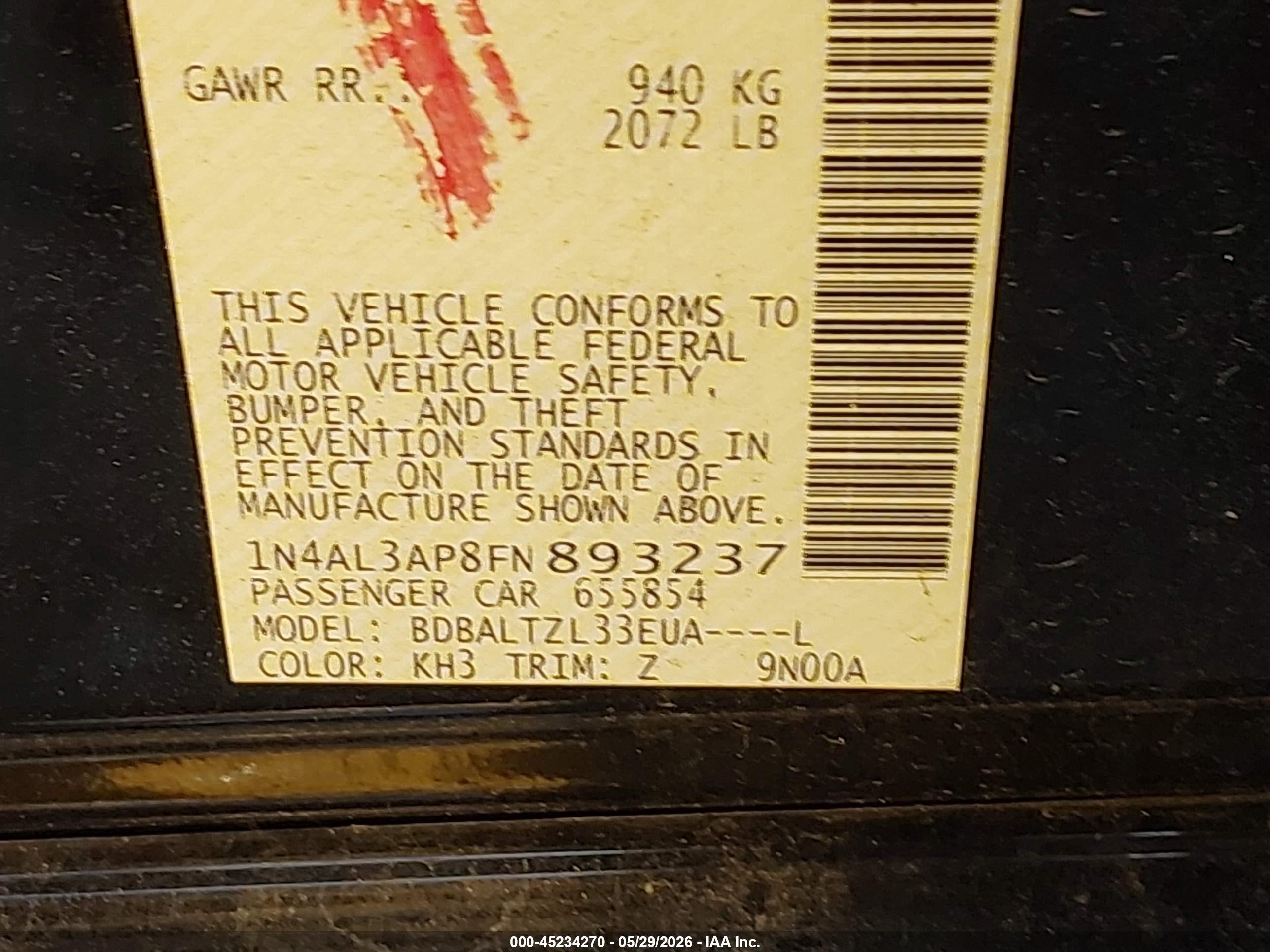 2015 Nissan Altima 2.5 Sl Черный vin: 1N4AL3AP8FN893237