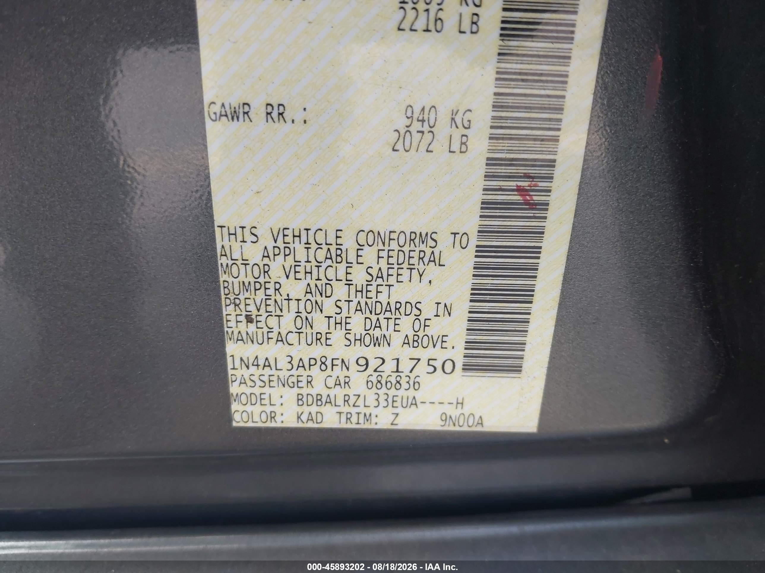 2015 Nissan Altima 2.5 Sl Серый vin: 1N4AL3AP8FN921750