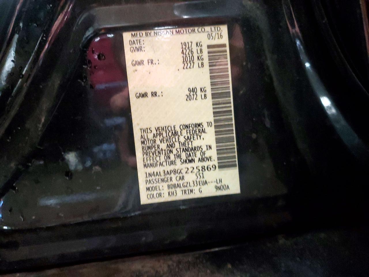2016 Nissan Altima 2.5 S Black vin: 1N4AL3AP8GC225869