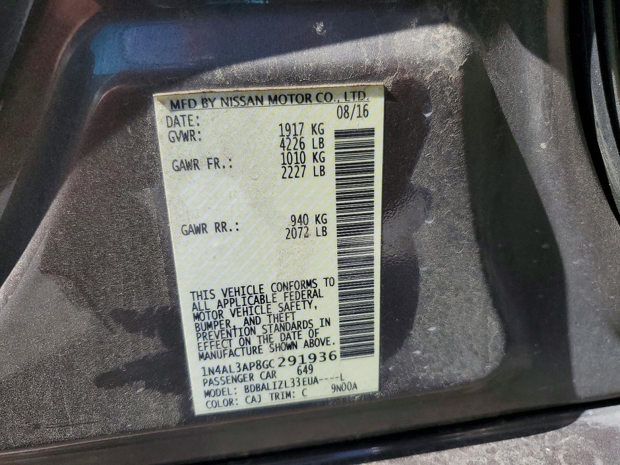 2016 Nissan Altima 2.5 Sv Коричневый vin: 1N4AL3AP8GC291936
