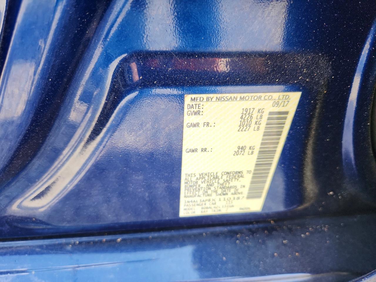 2018 Nissan Altima 2.5 Sr Blue vin: 1N4AL3AP8JC110387