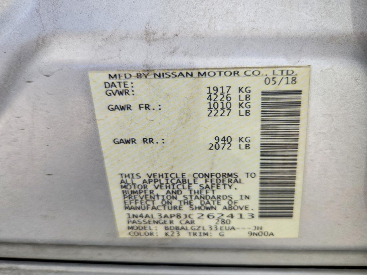 2018 Nissan Altima 2.5 S Silver vin: 1N4AL3AP8JC262413