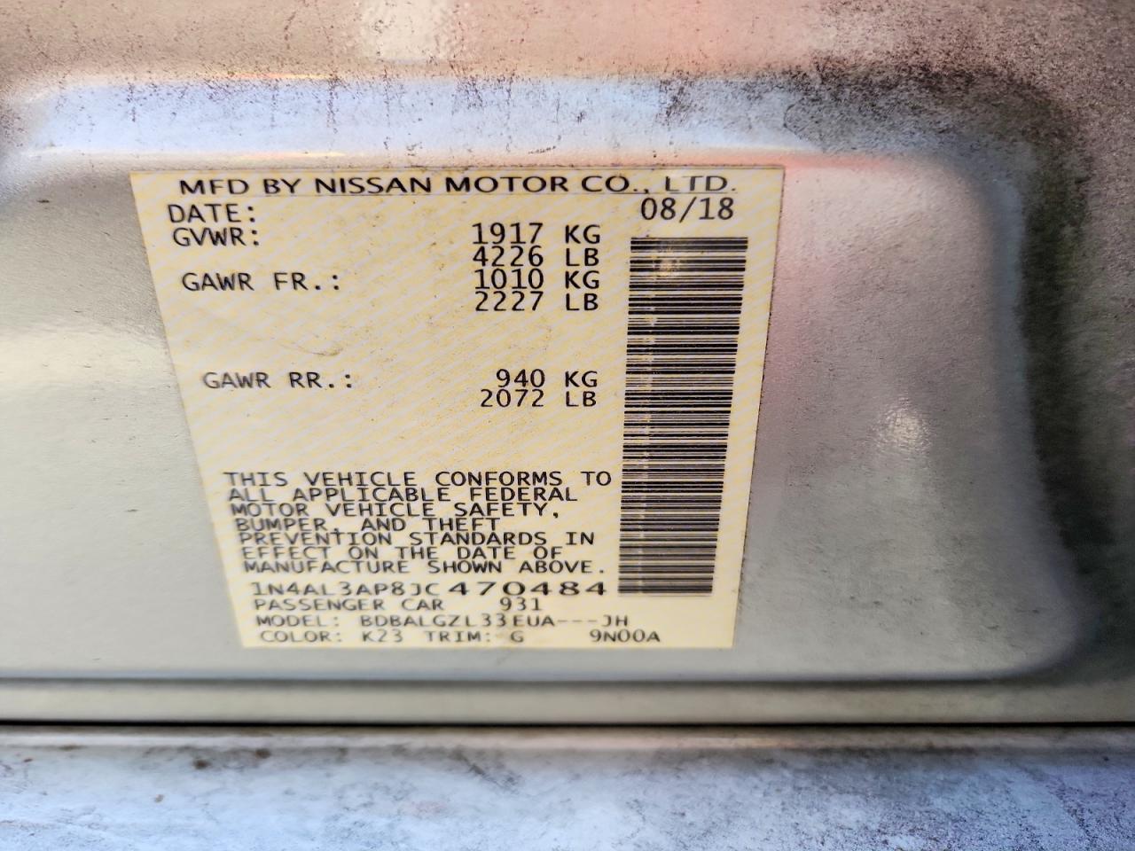 2018 Nissan Altima 2.5 S Silver vin: 1N4AL3AP8JC470484