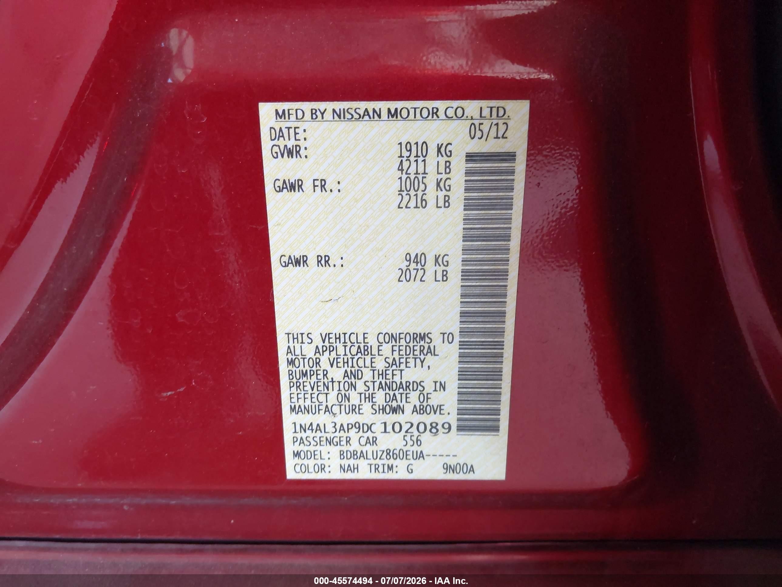2013 Nissan Altima 2.5 Sv Красный vin: 1N4AL3AP9DC102089