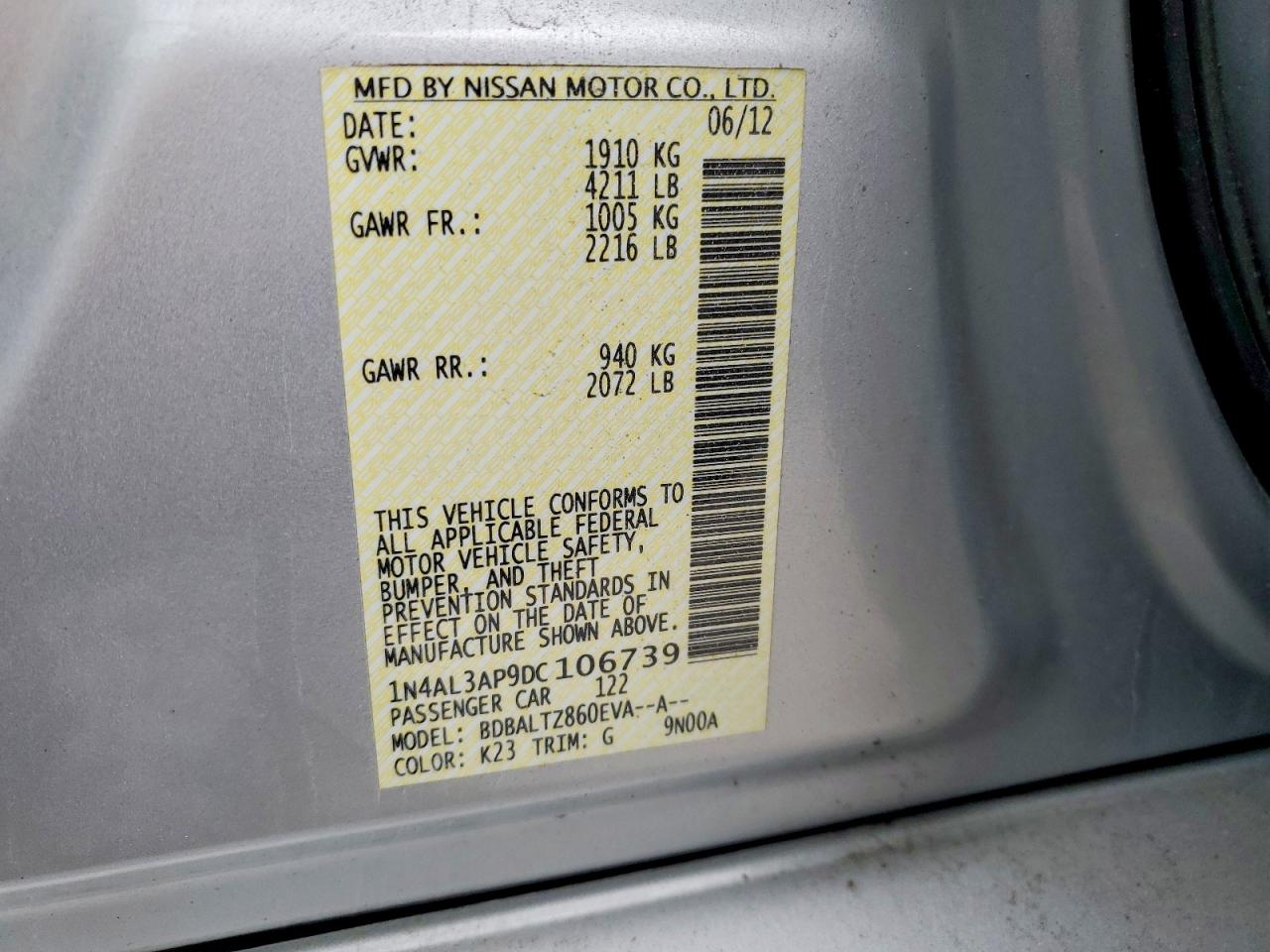 2013 Nissan Altima 2.5 Silver vin: 1N4AL3AP9DC106739