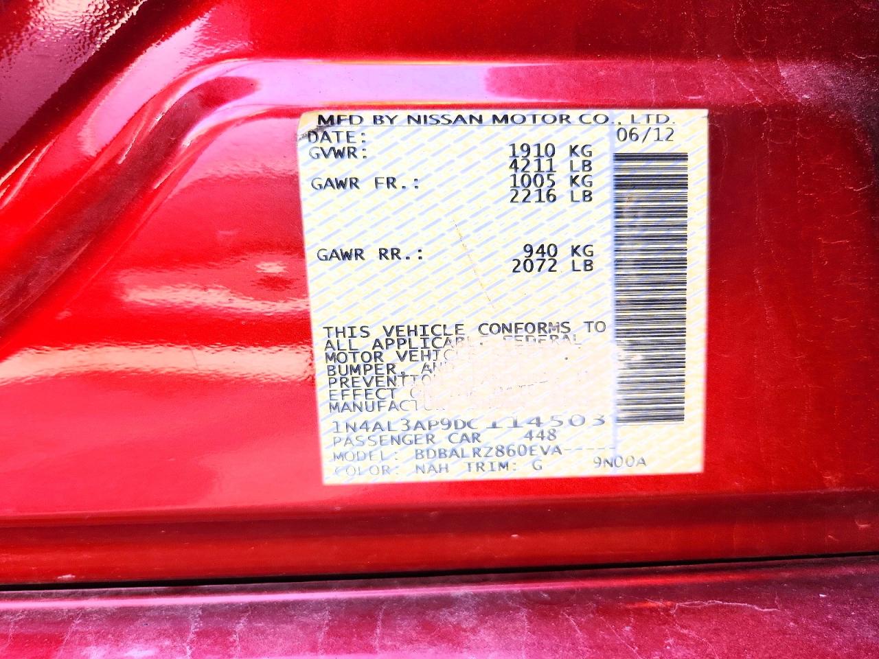 2013 Nissan Altima 2.5 Красный vin: 1N4AL3AP9DC114503