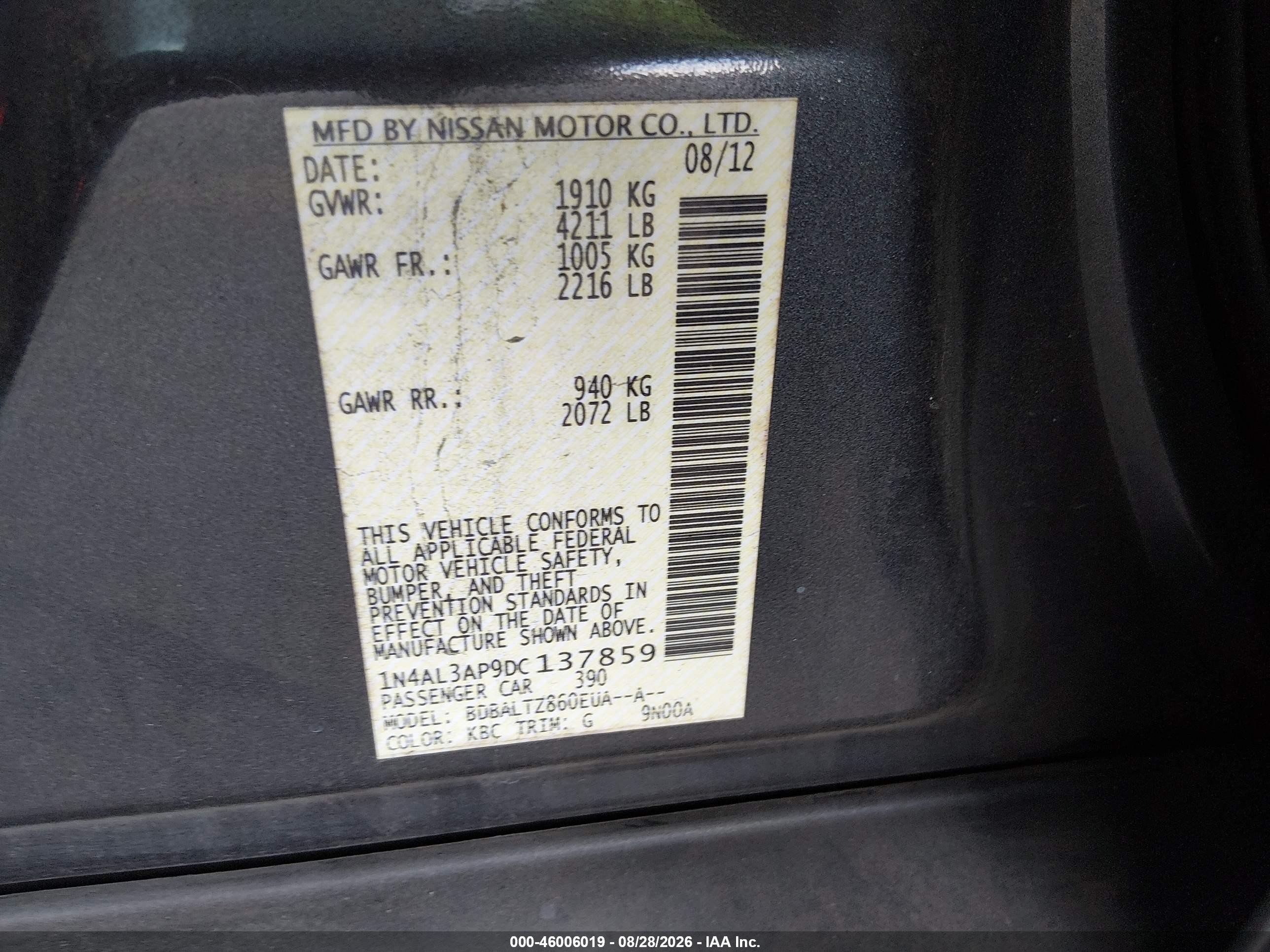 2013 Nissan Altima 2.5 Sv Gray vin: 1N4AL3AP9DC137859