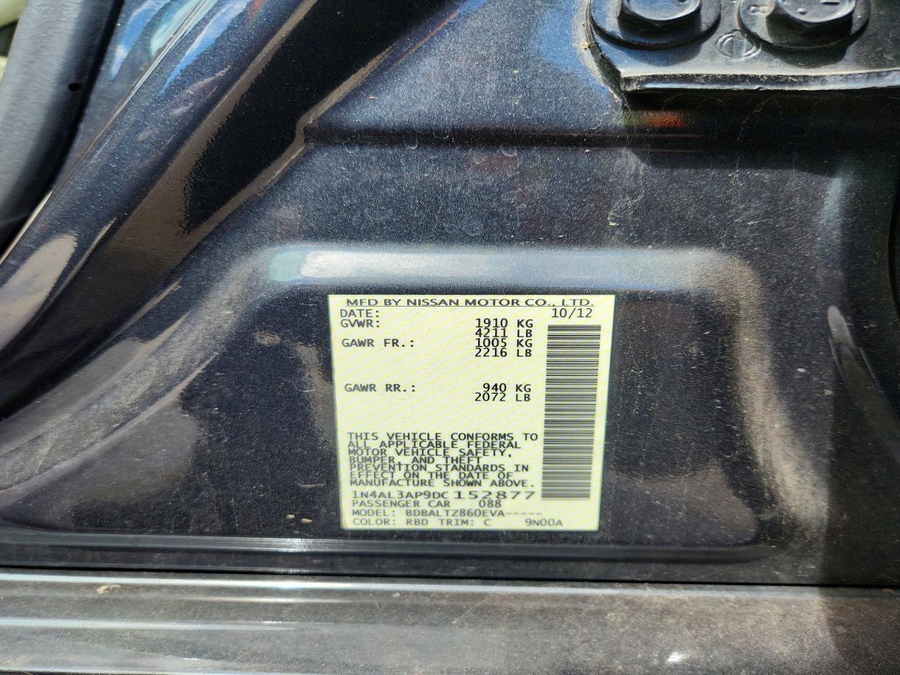 2013 Nissan Altima 2.5 Blue vin: 1N4AL3AP9DC152877