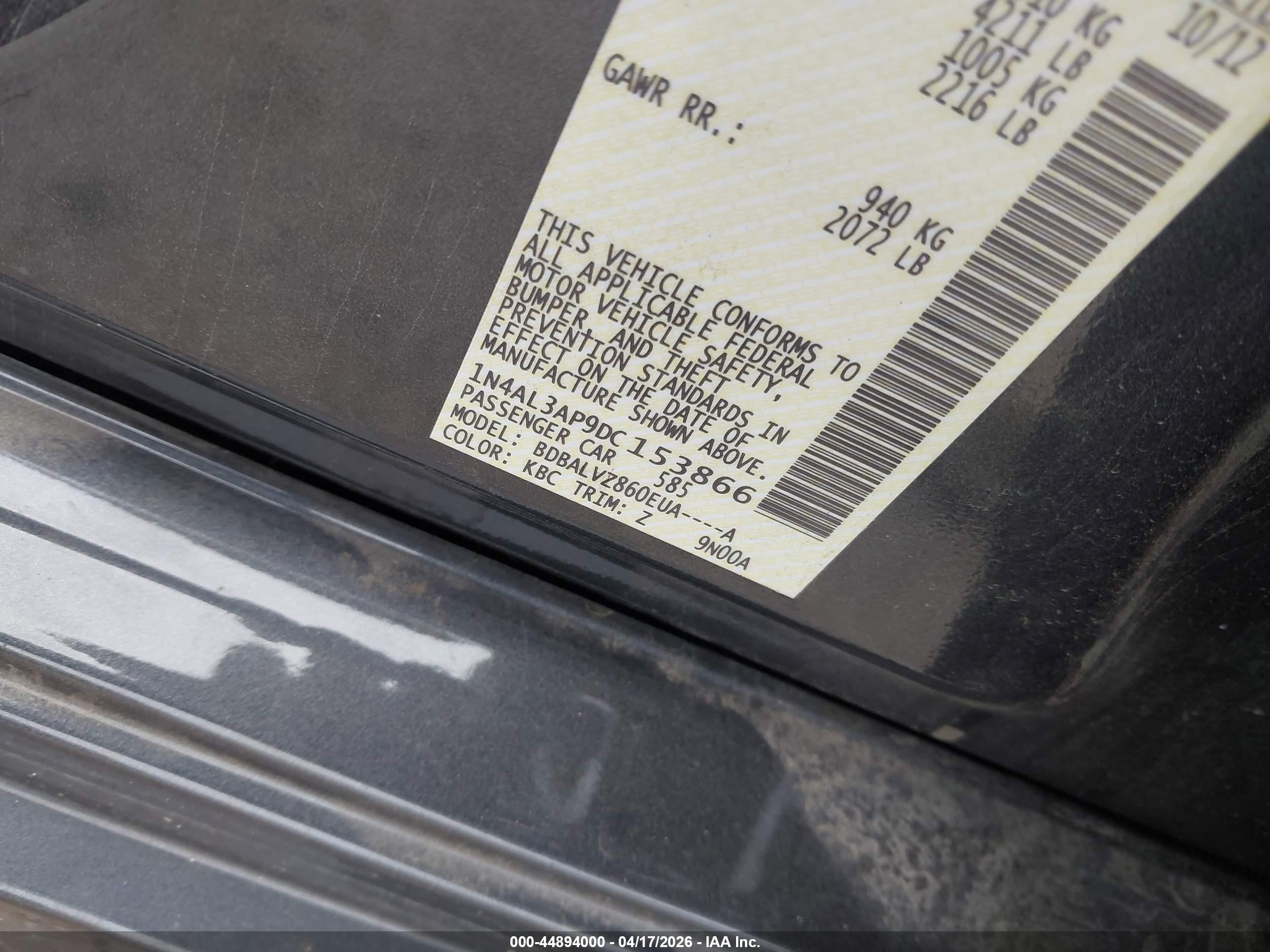 2013 Nissan Altima 2.5 Sl Black vin: 1N4AL3AP9DC153866