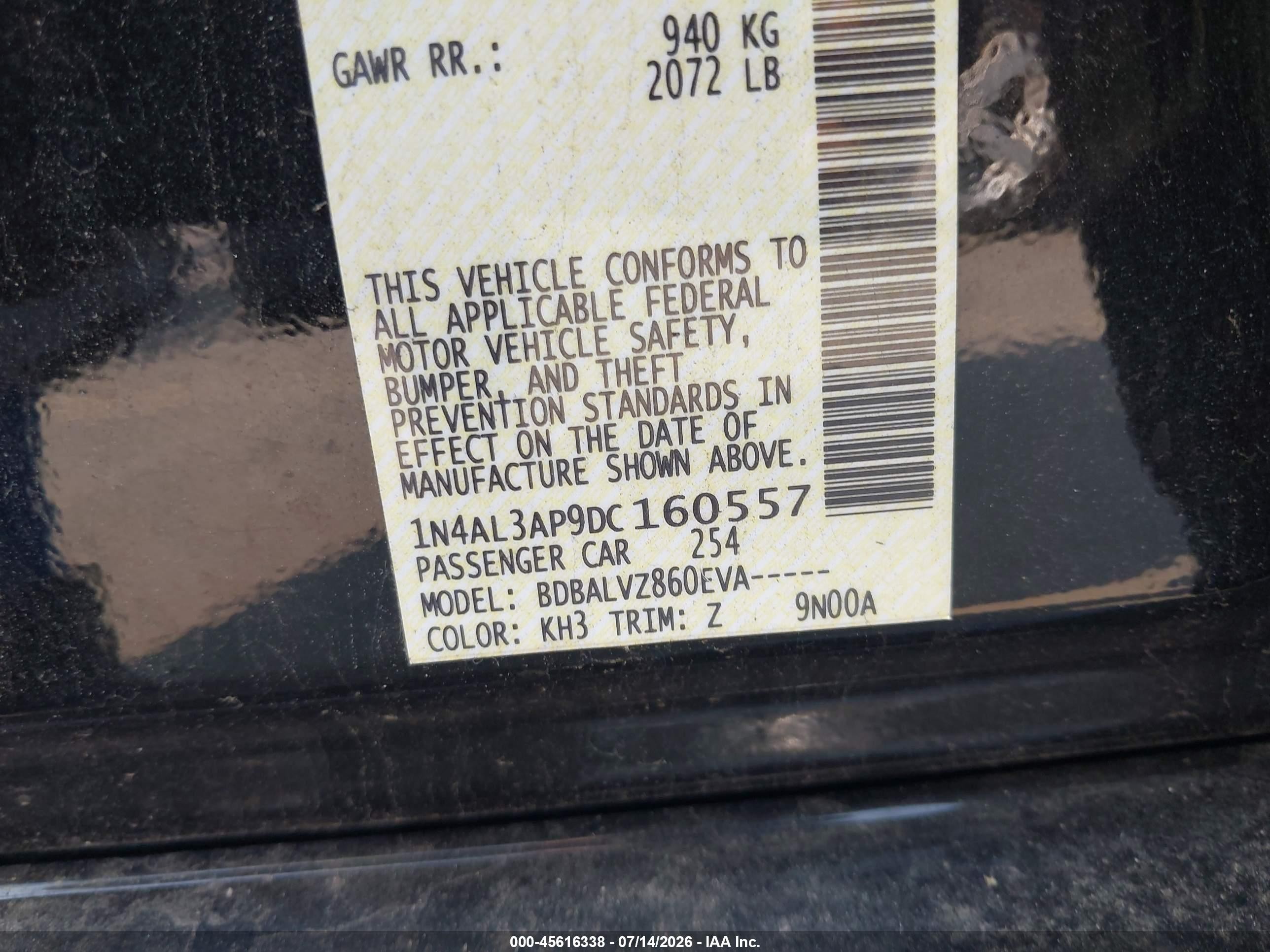 2013 Nissan Altima 2.5 Sl Black vin: 1N4AL3AP9DC160557