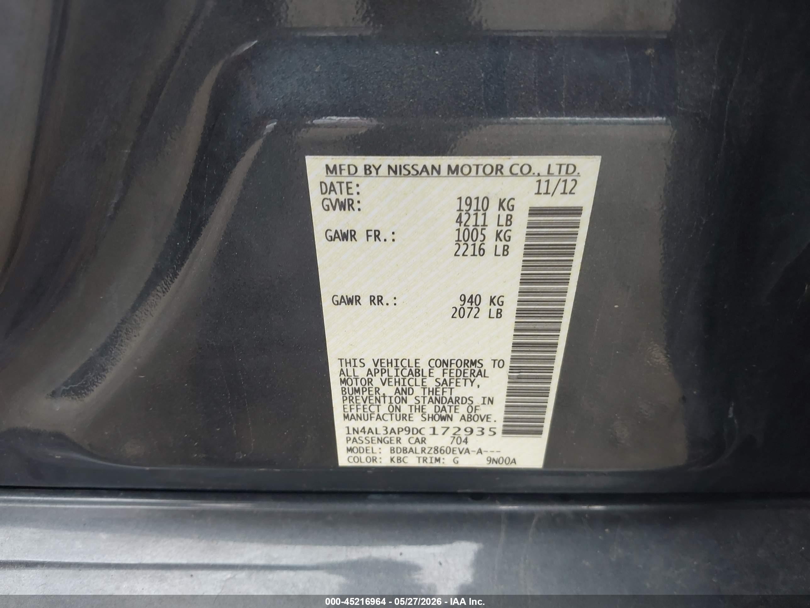 2013 Nissan Altima 2.5 S Gray vin: 1N4AL3AP9DC172935