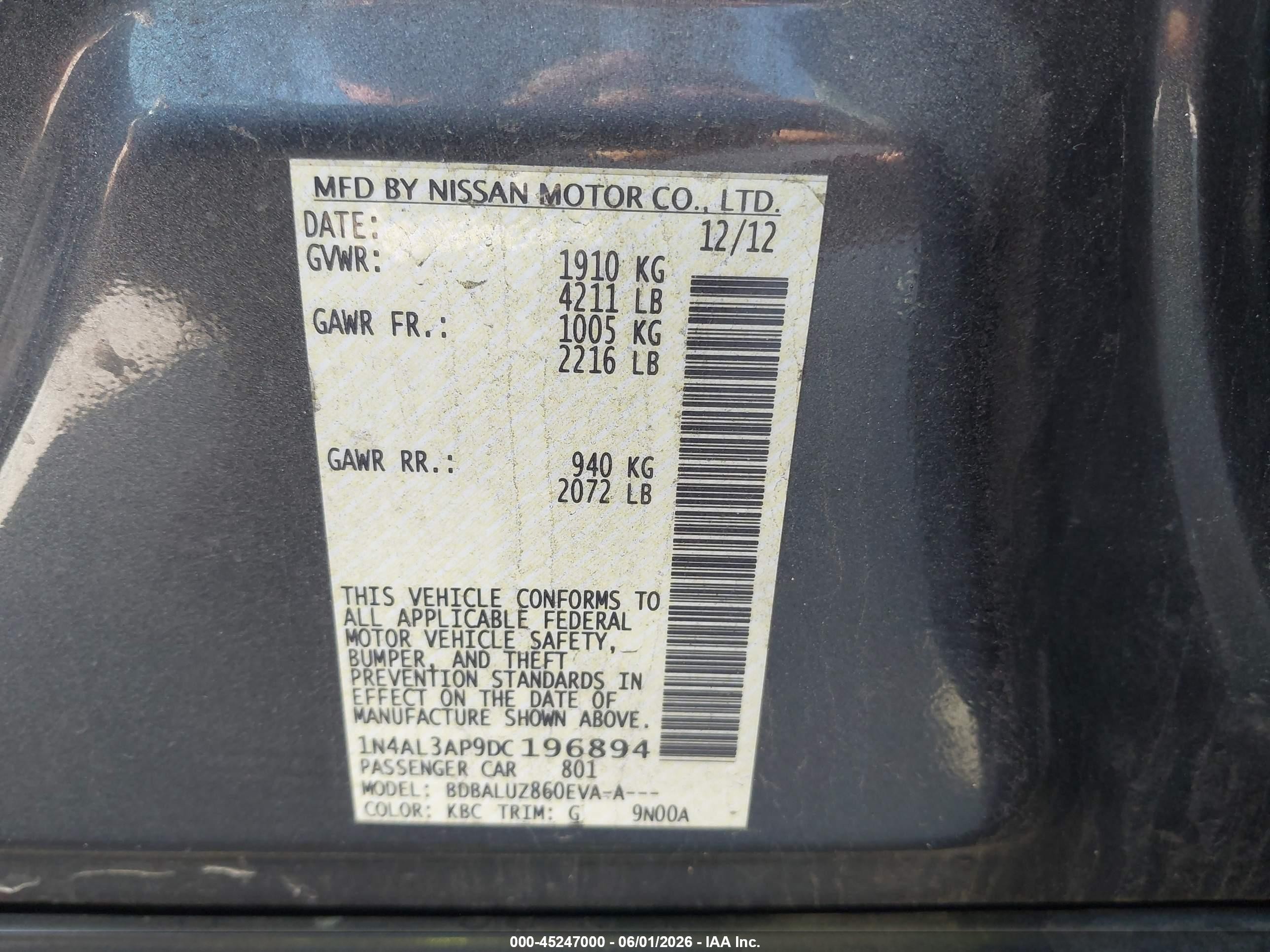 2013 Nissan Altima 2.5 Sv Серый vin: 1N4AL3AP9DC196894