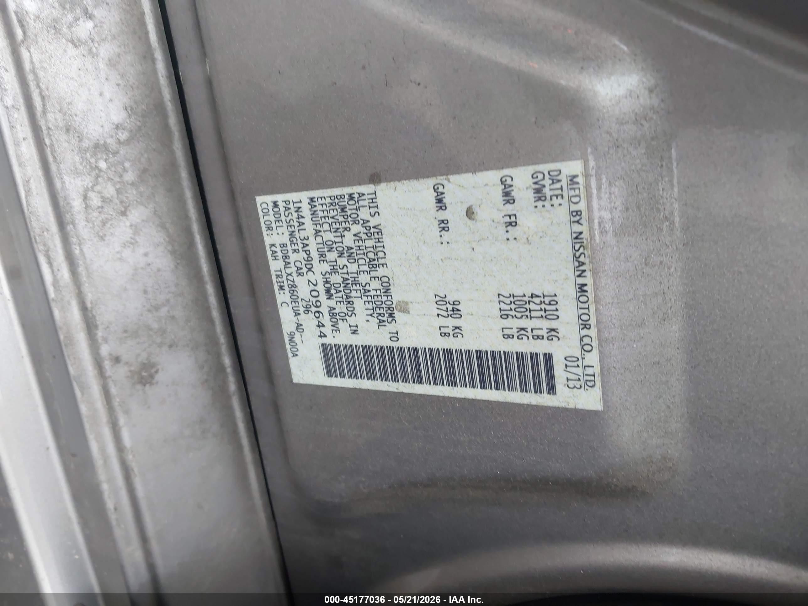 2013 Nissan Altima 2.5 Sl Золотой vin: 1N4AL3AP9DC209644