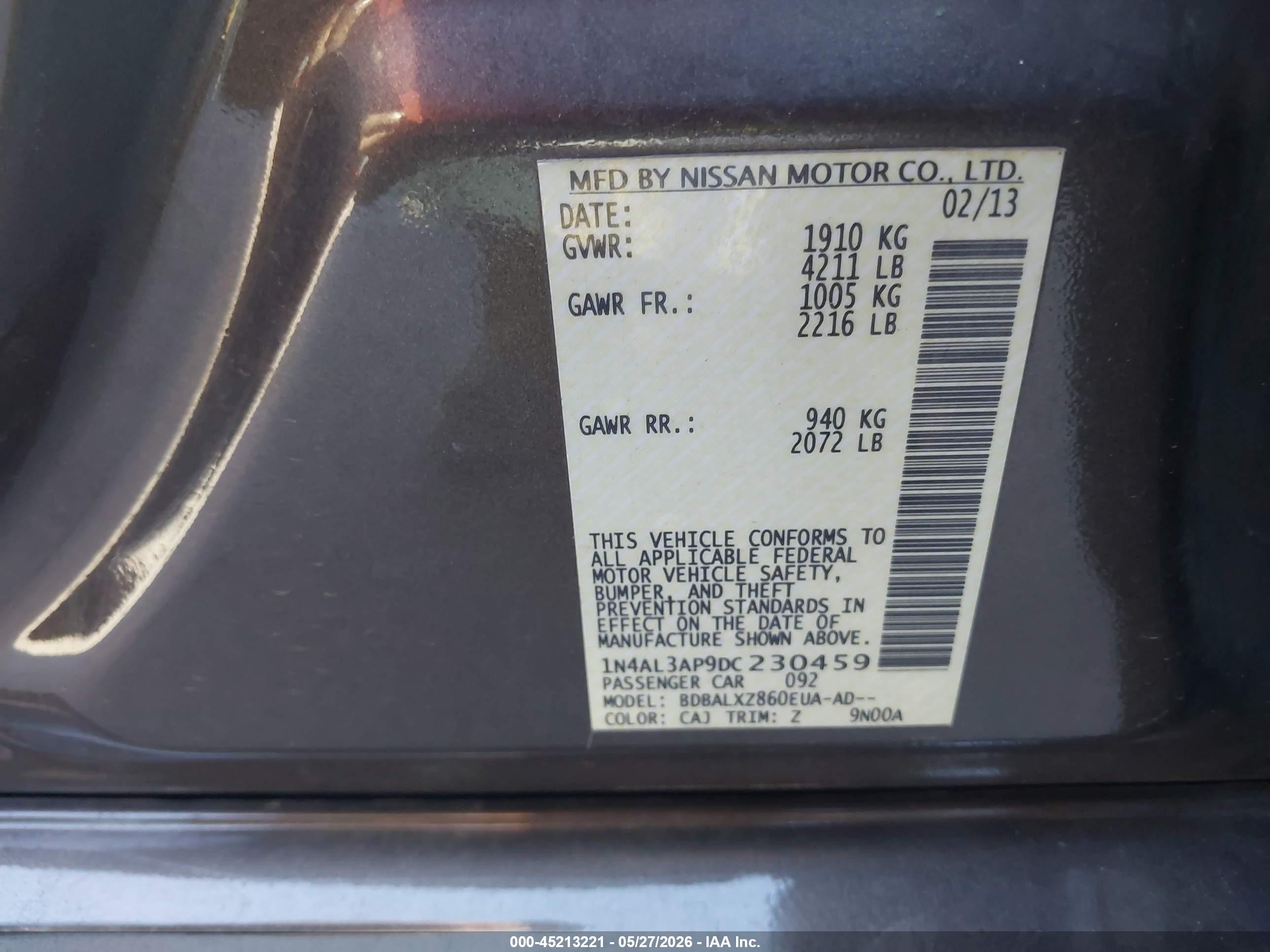 2013 Nissan Altima 2.5 Sl Brown vin: 1N4AL3AP9DC230459