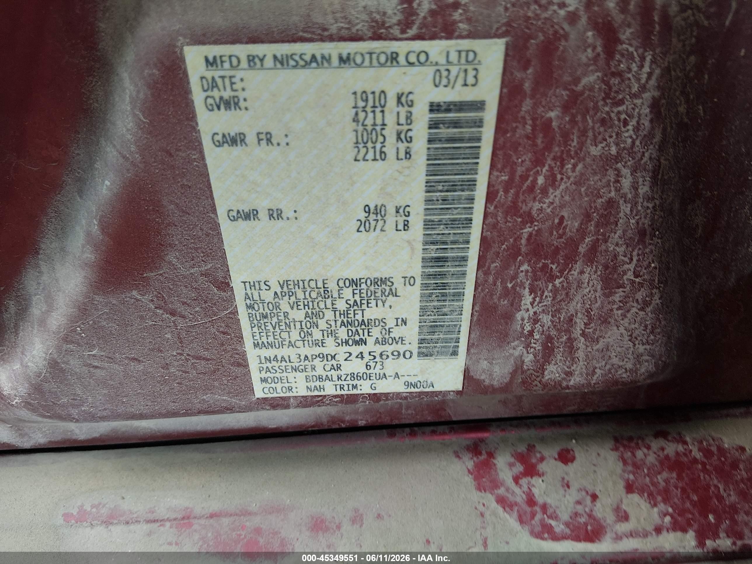 2013 Nissan Altima 2.5 S Red vin: 1N4AL3AP9DC245690