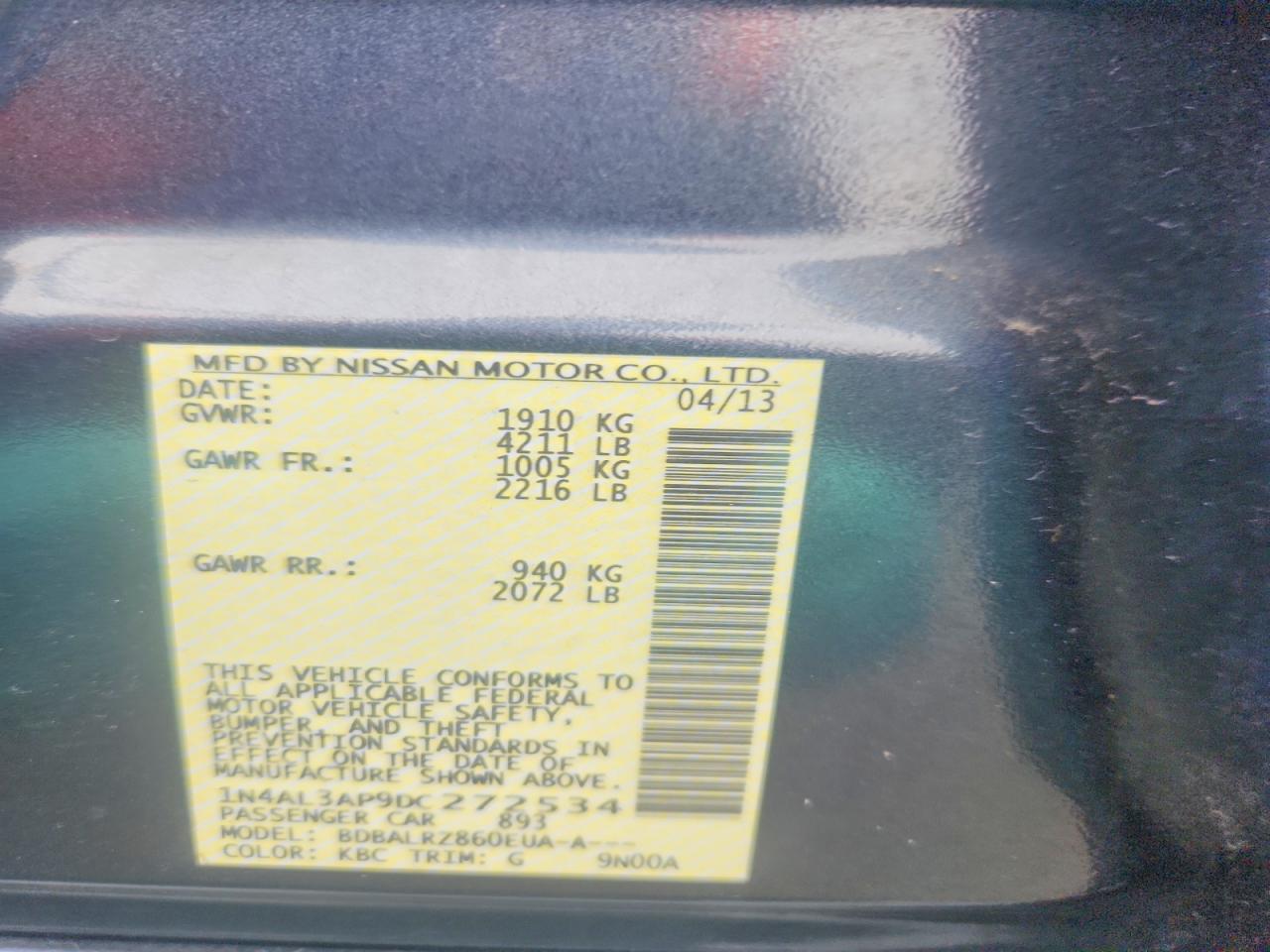 2013 Nissan Altima 2.5 Gray vin: 1N4AL3AP9DC272534