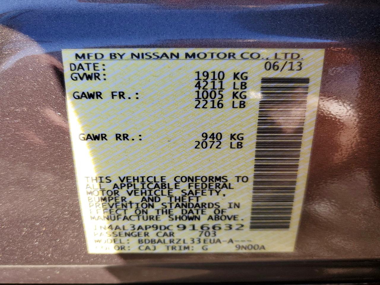 2013 Nissan Altima 2.5 Brown vin: 1N4AL3AP9DC916632
