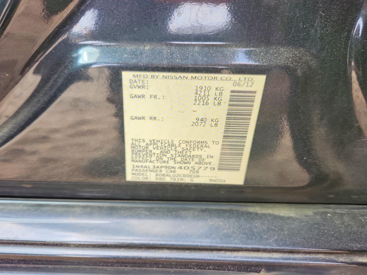 2013 Nissan Altima 2.5 Charcoal vin: 1N4AL3AP9DN405779