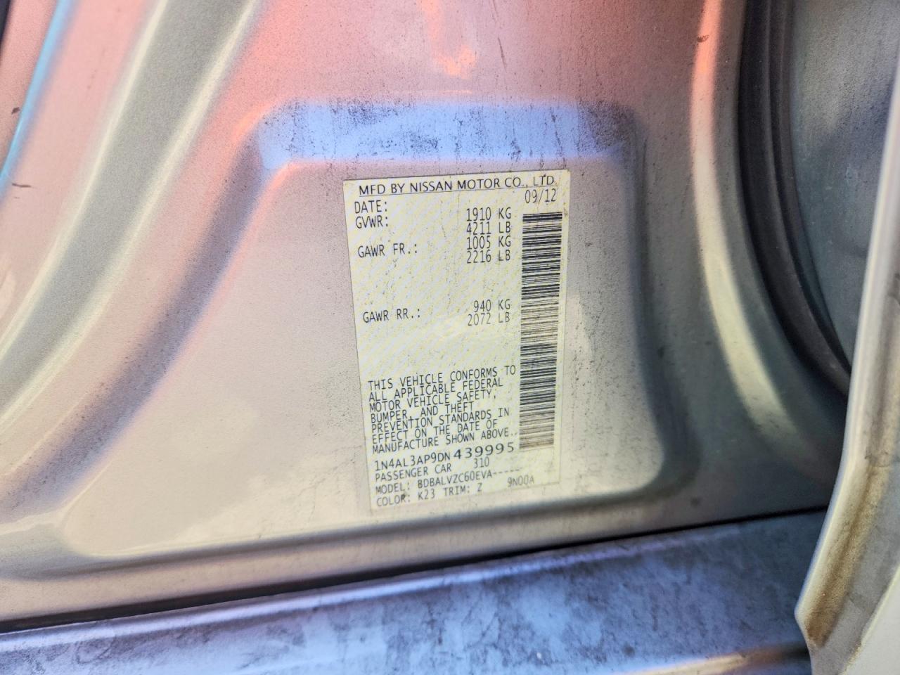 2013 Nissan Altima 2.5 Silver vin: 1N4AL3AP9DN439995