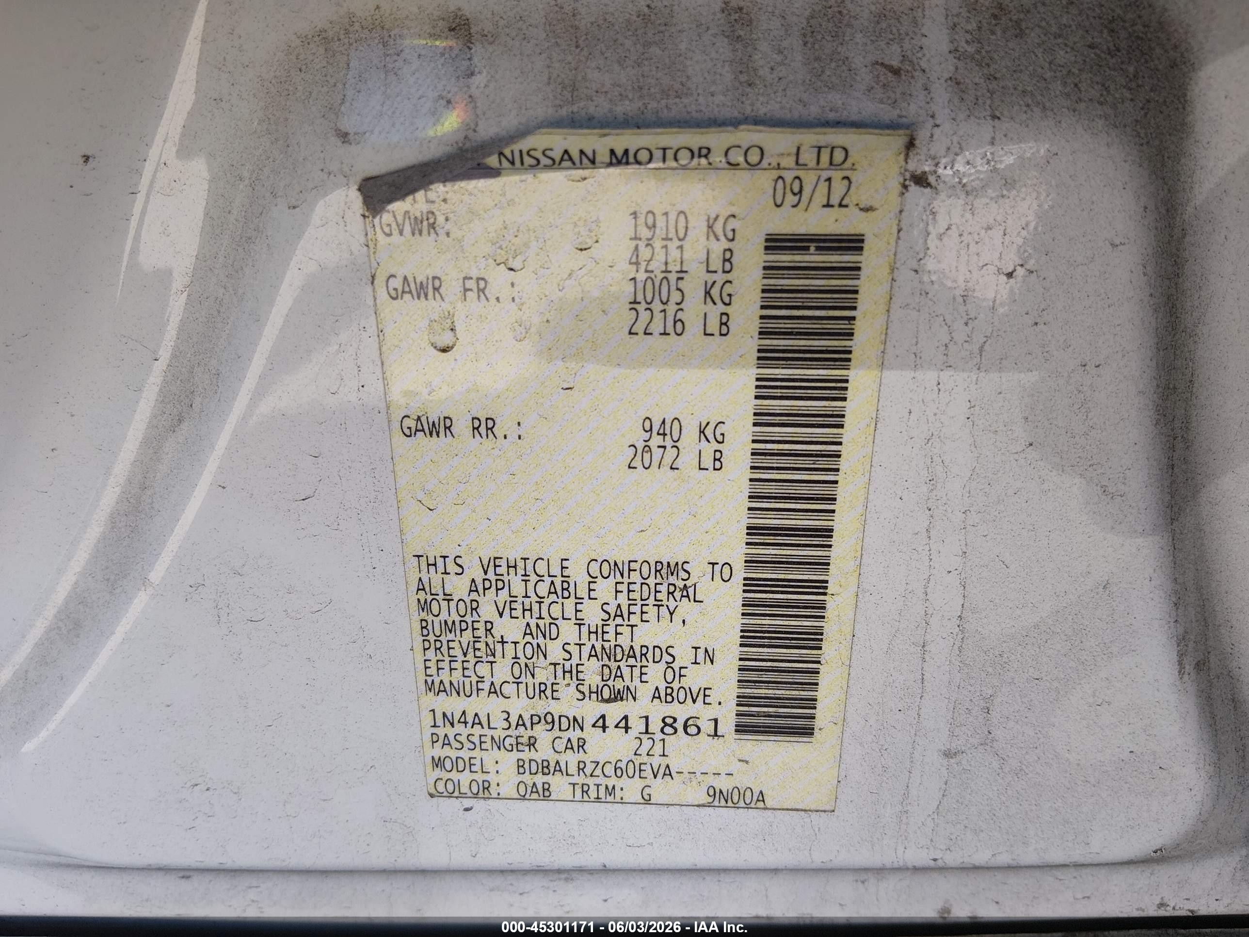 2013 Nissan Altima 2.5 S White vin: 1N4AL3AP9DN441861