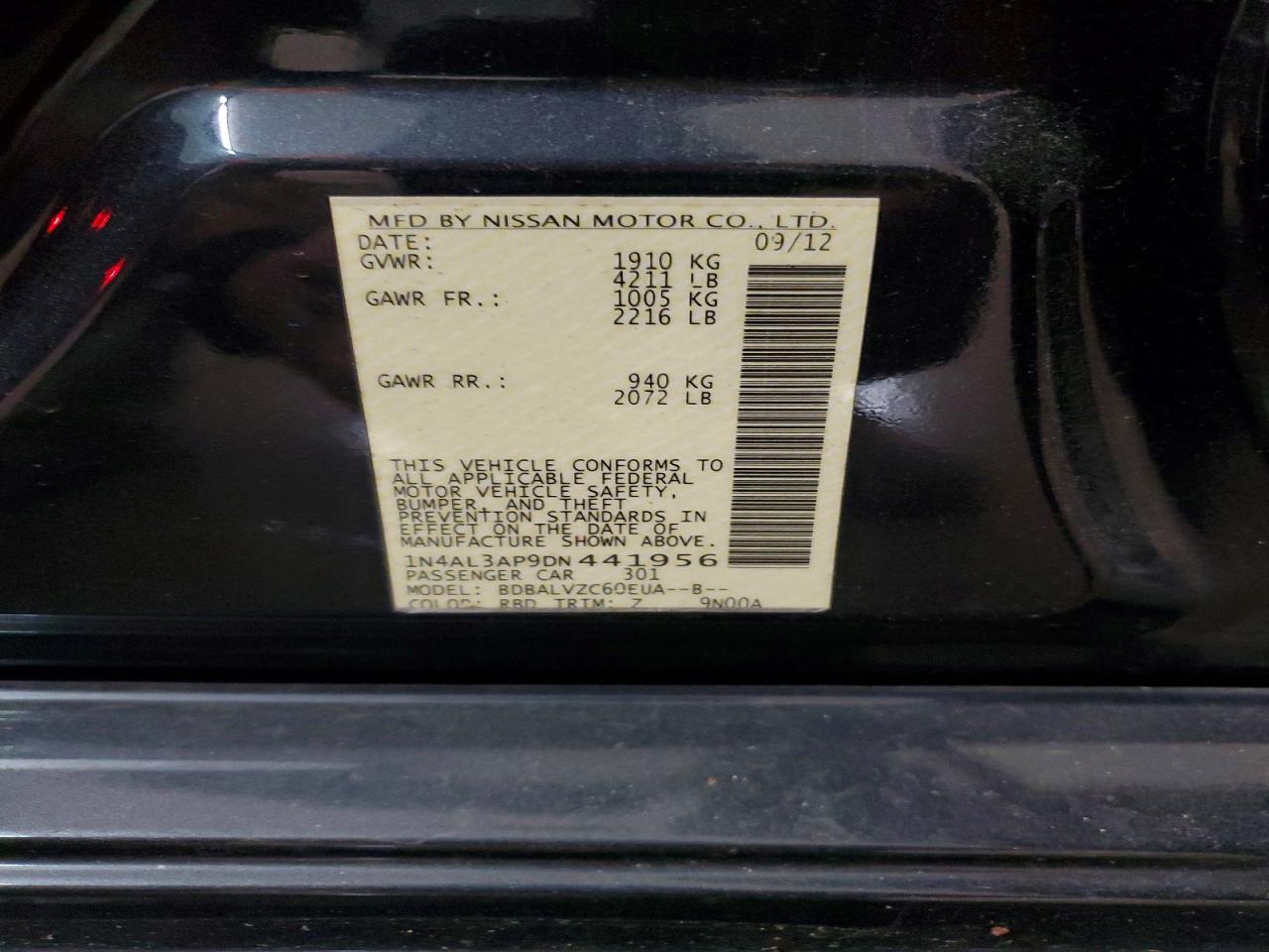 2013 Nissan Altima 2.5 Blue vin: 1N4AL3AP9DN441956