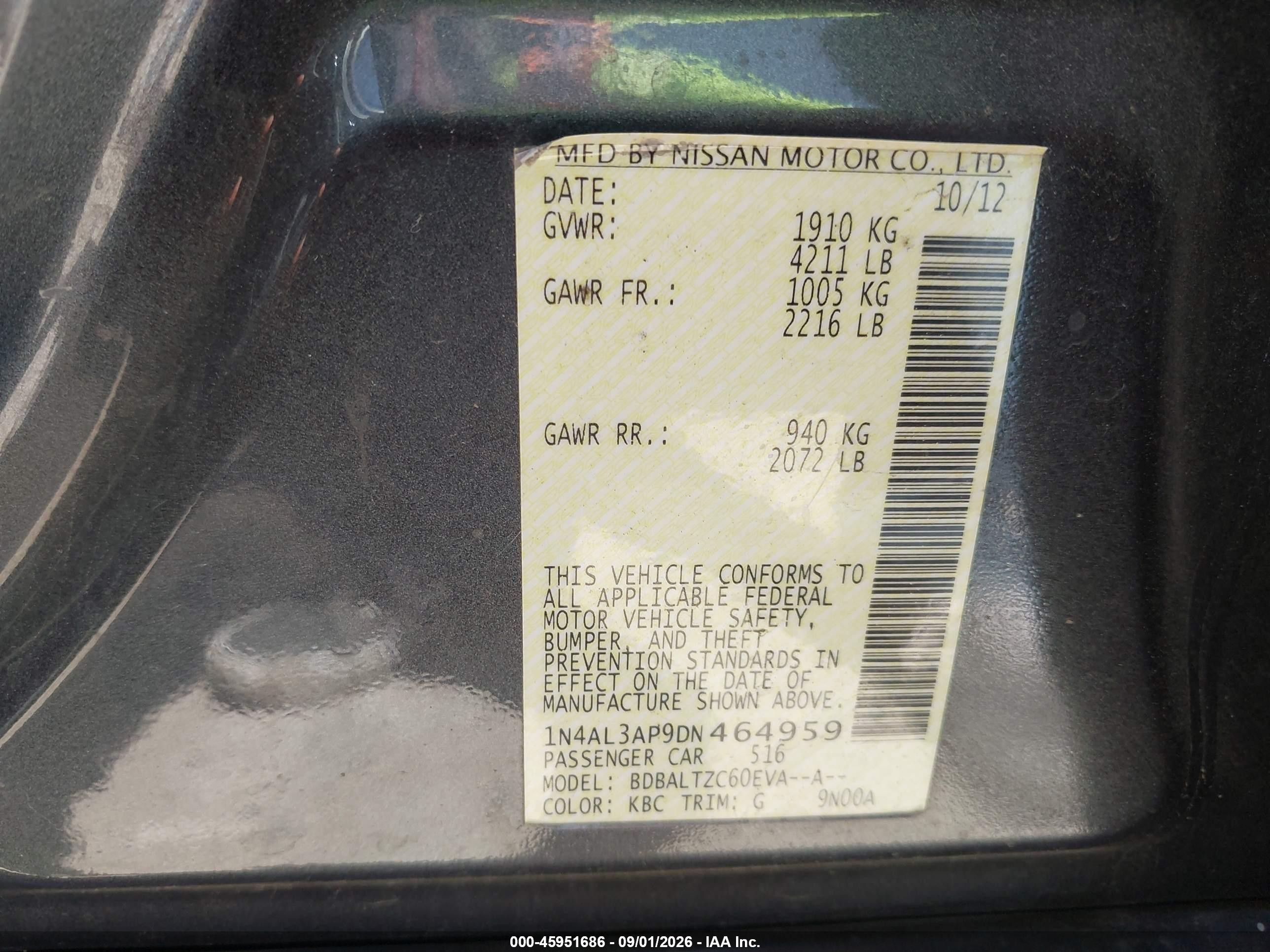 2013 Nissan Altima 2.5 Sv Gray vin: 1N4AL3AP9DN464959